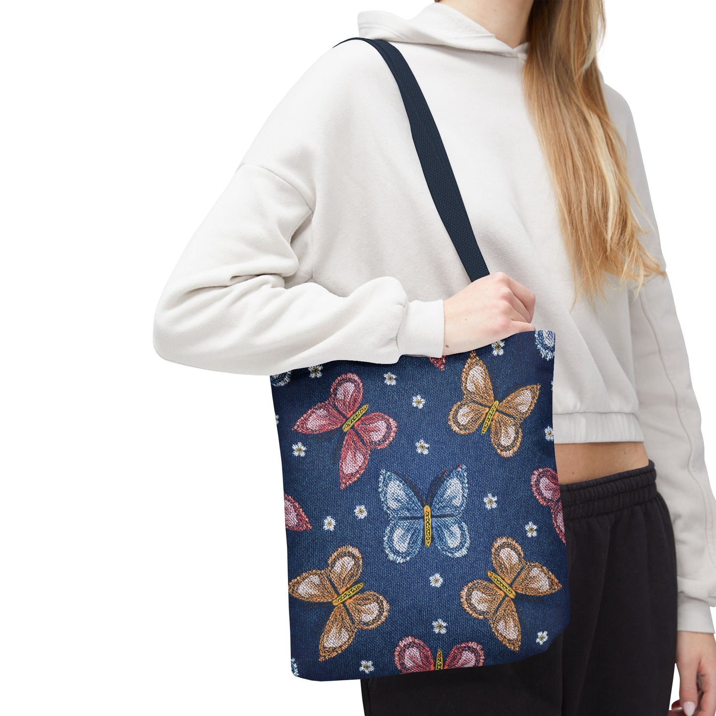 Denim Fabric Imitation Print Unisex Canvas Bag Poly Spun 3 Sizes Tote Bag 171