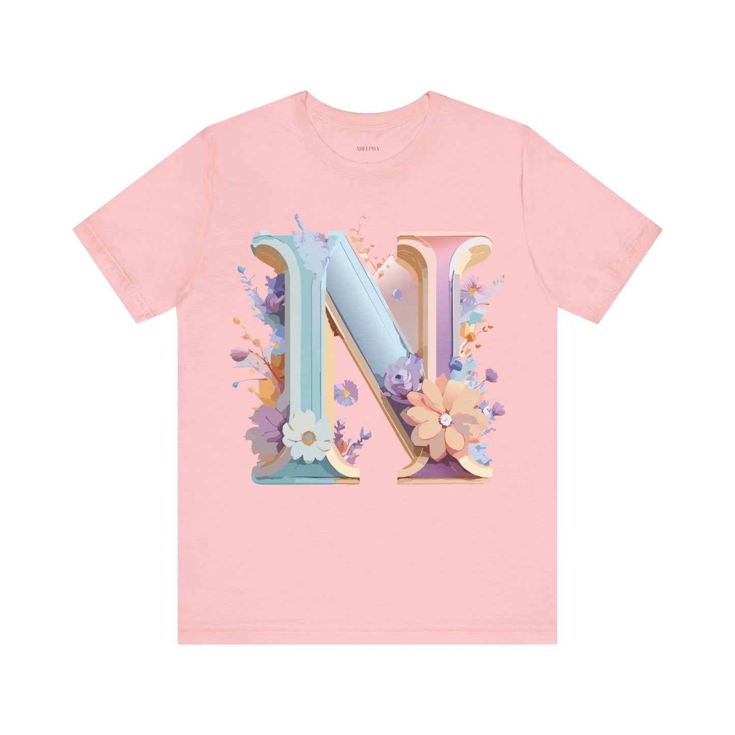 Letter N Shirt Unisex Graphic Tee Adelpha Vintage Inspired Artwork Short Sleeve Premium Cotton