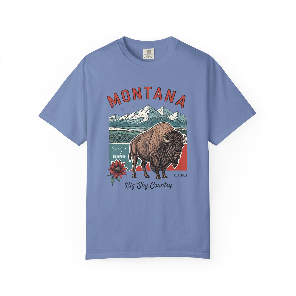 Montana Graphic Unisex Heavyweight Garment-Dyed Travel Tourist Graphic Gift Tee 100 Cotton Comfort Colors T-Shirt