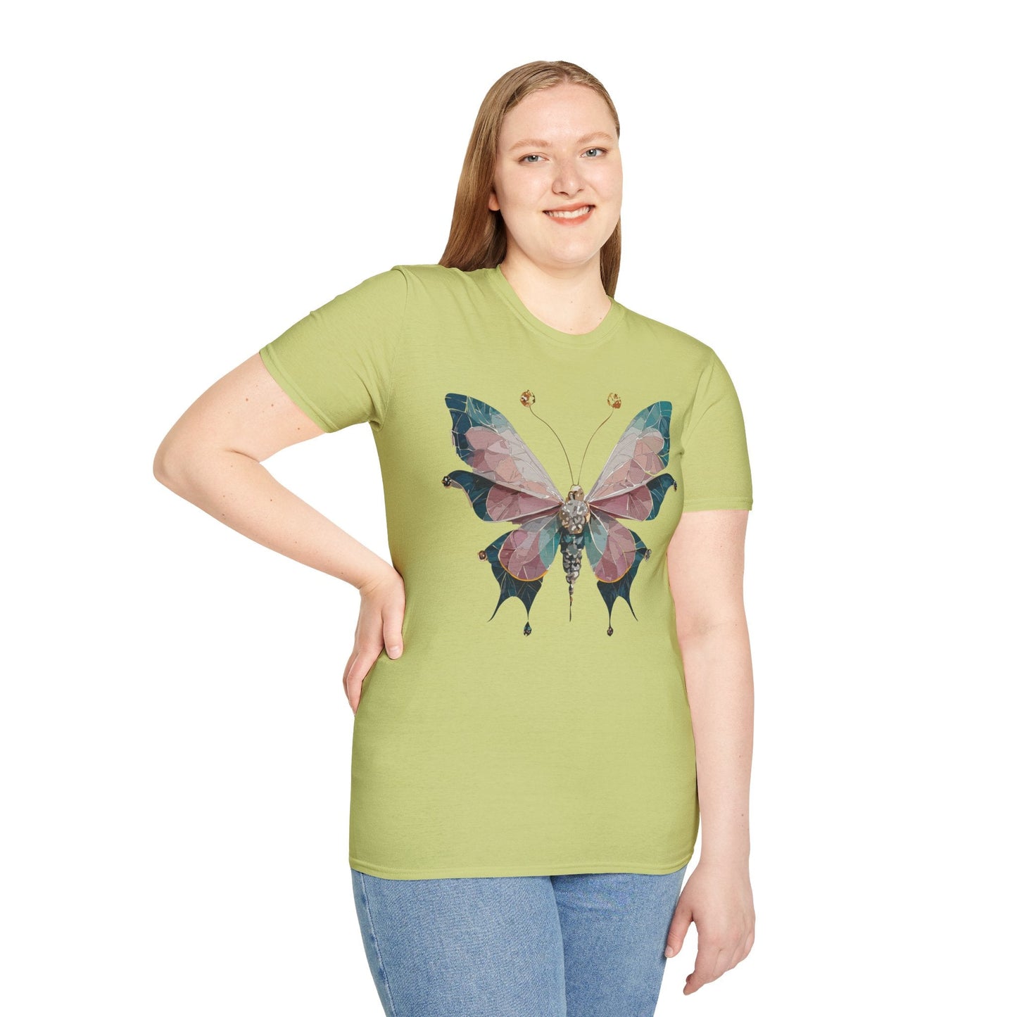 Butterfly Shirt Unisex T Shirt Monarch Print Gildan Softstyle 64000 100 Percent Ring Spun Cotton