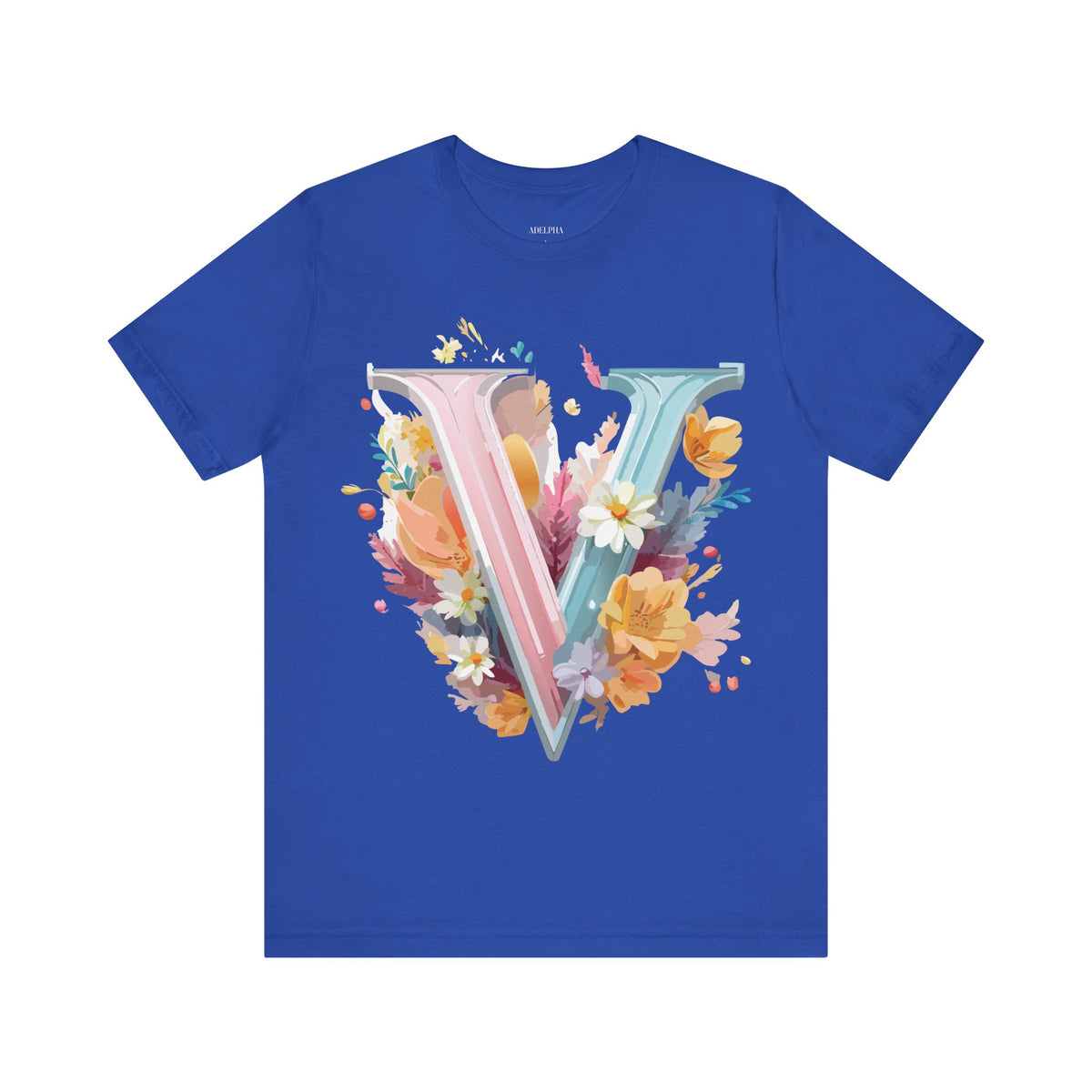 Letter V Graphic Unisex Cotton Bella+Canvas Tee with Art Letter Design