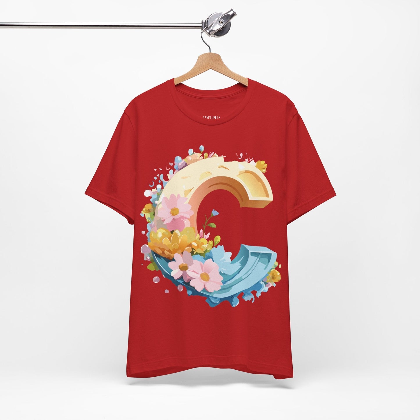 Letter C Graphic Tee Premium Unisex Vintage Art Design Shirt By Adelpha Short Sleeve