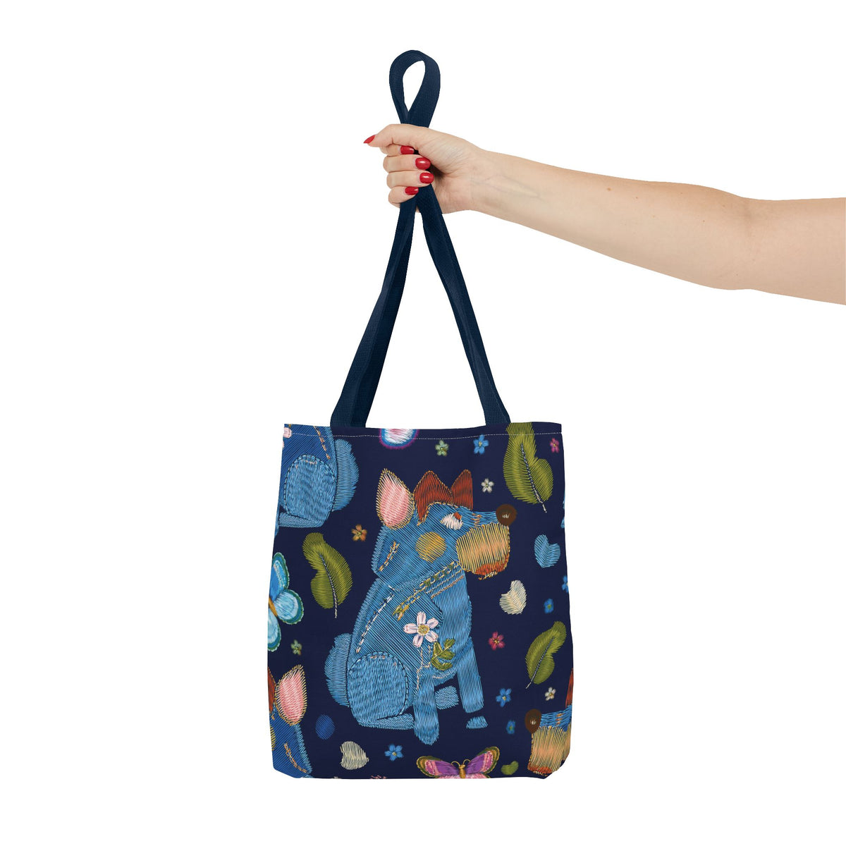 Denim Fabric Imitation Print Unisex Canvas Bag Poly Spun 3 Sizes Tote Bag 191-6