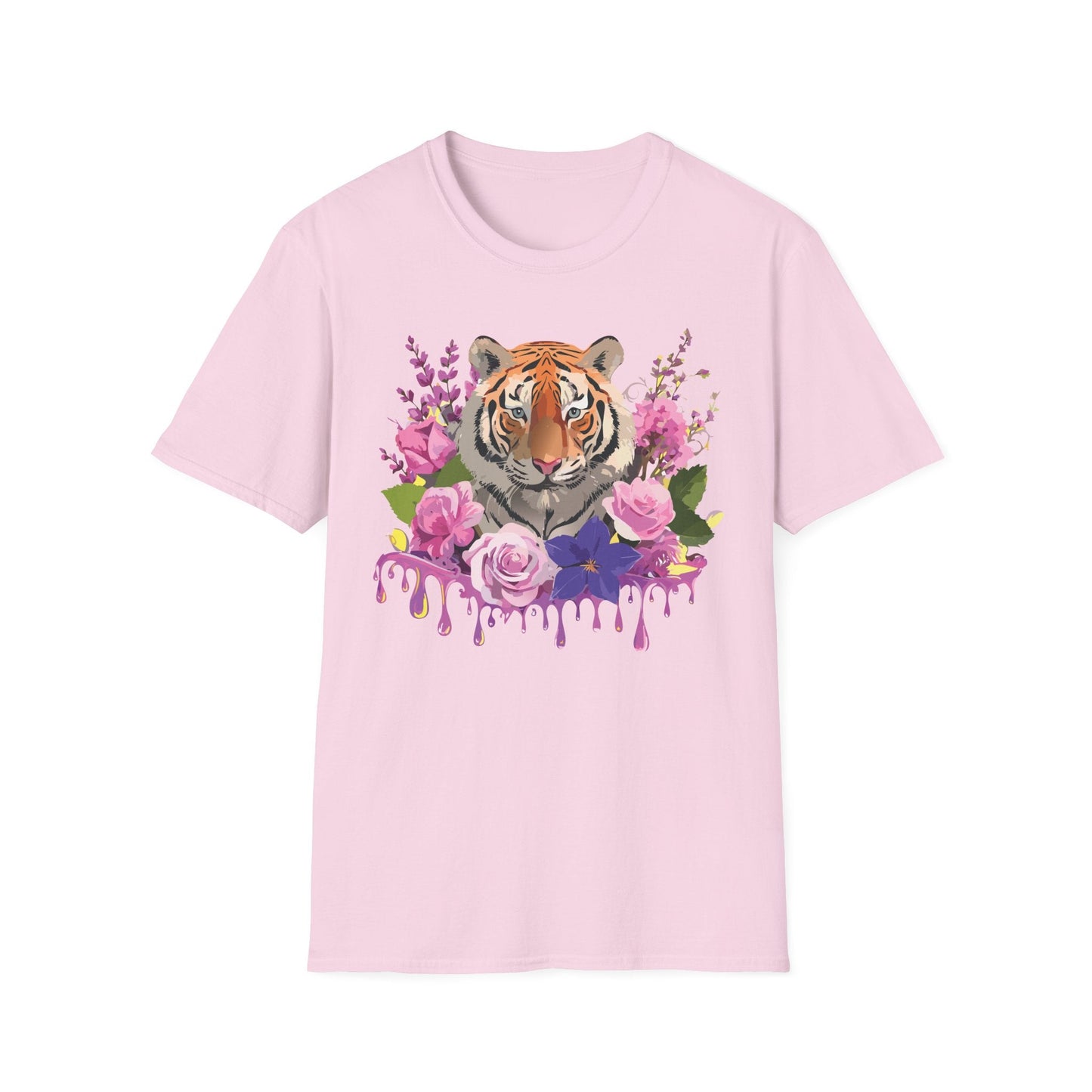 Tiger Print Shirt Unisex Animal Tee Softstyle Gildan 64000 Cotton