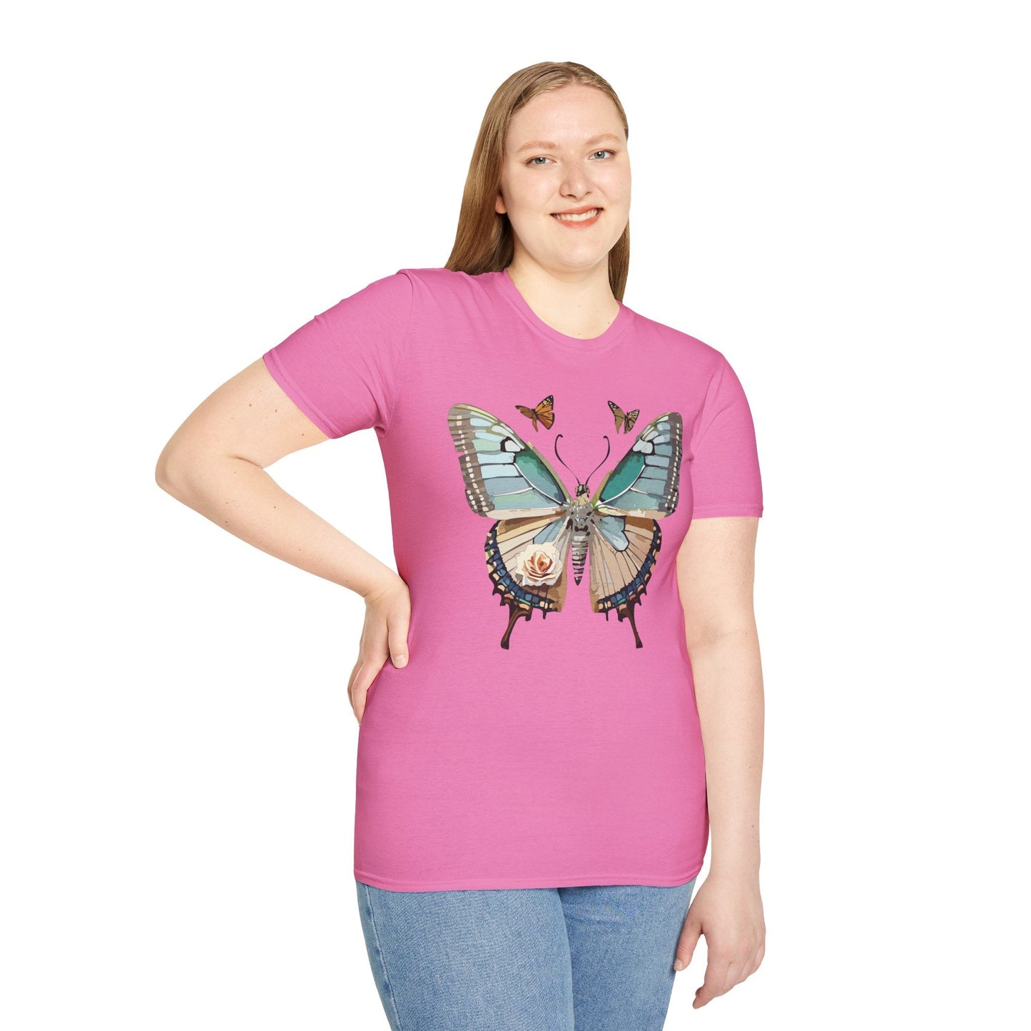 Butterfly Shirt Unisex T Shirt Monarch Print Softstyle Premium Gildan 64000 Cotton Tee