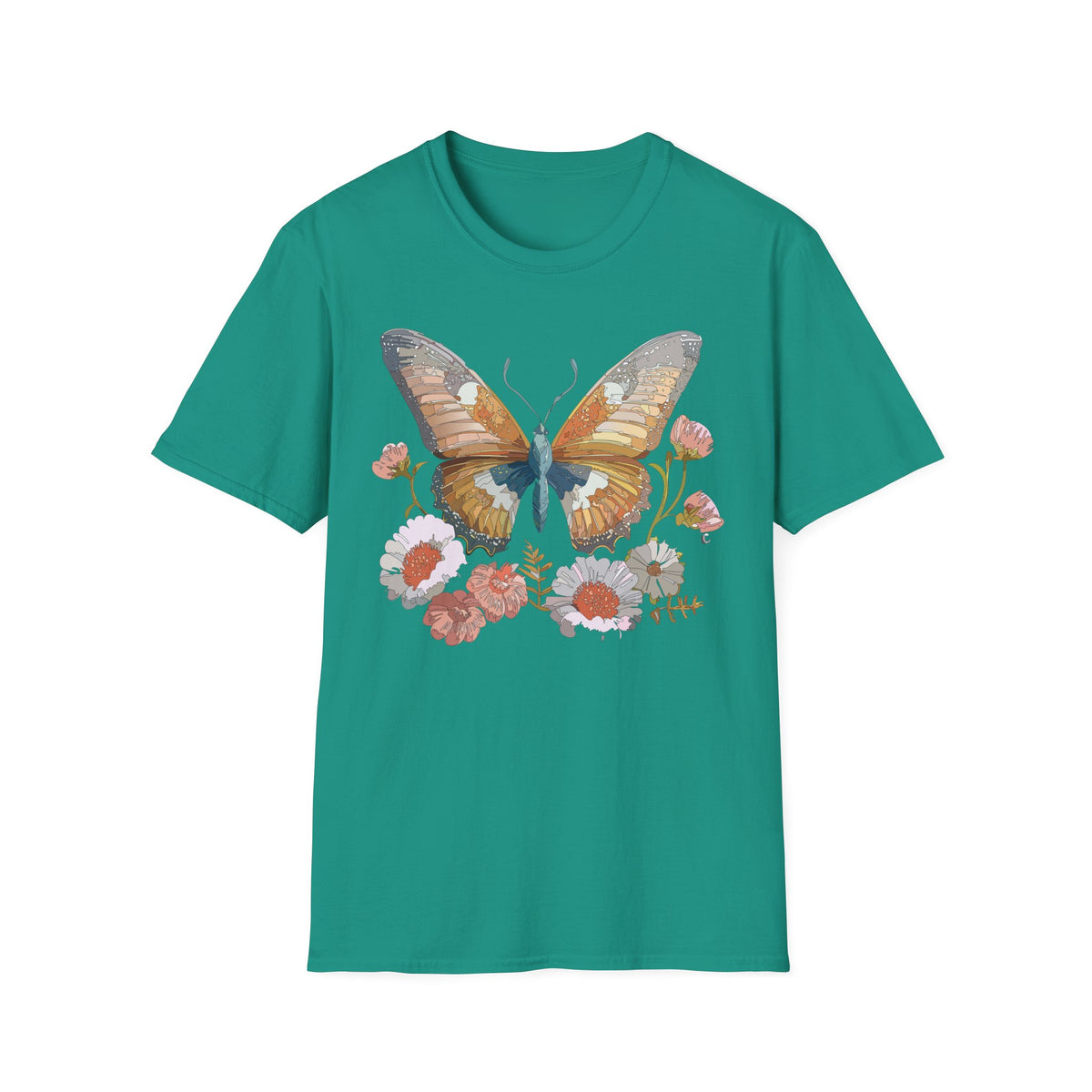 Butterfly Floral Watercolor Wings Graphic Design Unisex 100 Cotton Gildan T-Shirt