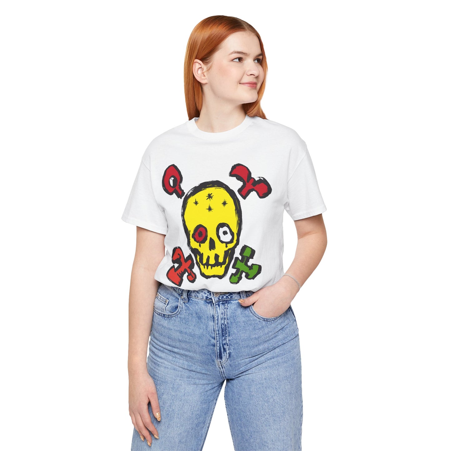Yellow Skull Graphic Design Tee, Skull Shirt, Vintage Tees, Art Design T-Shirt, Vintage Graphic Tee, Art Shirts with Skulls