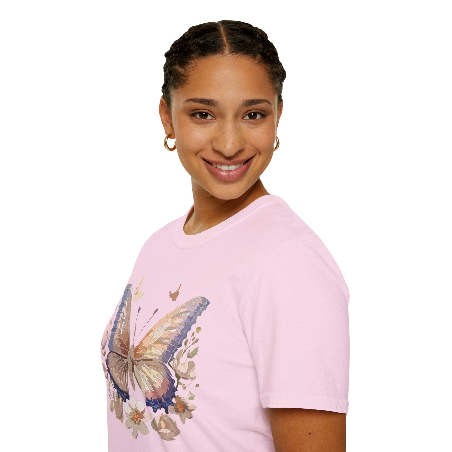 Butterfly T Shirt Unisex Softstyle Monarch Design 100 Percent Cotton Tee For Everyday Comfort