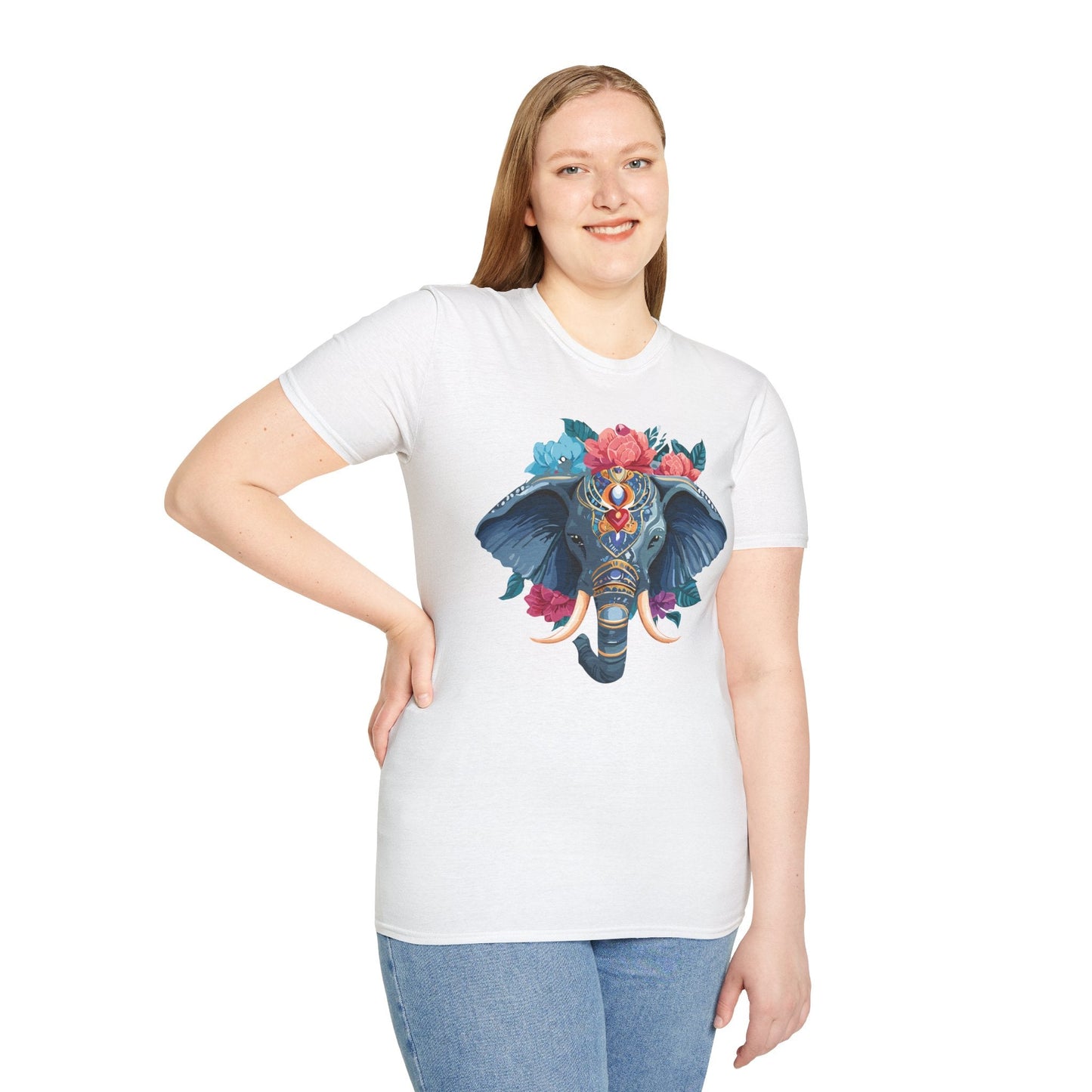 Elephant T Shirt Unisex Softstyle Tee Gildan 64000 100 Percent Ring Spun Cotton Fabric