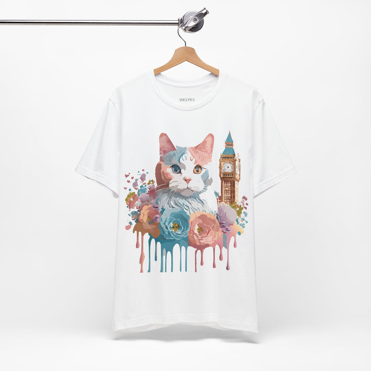 Cat Graphic Unisex Cotton Bella+Canvas Tee with Art Animal Design e112