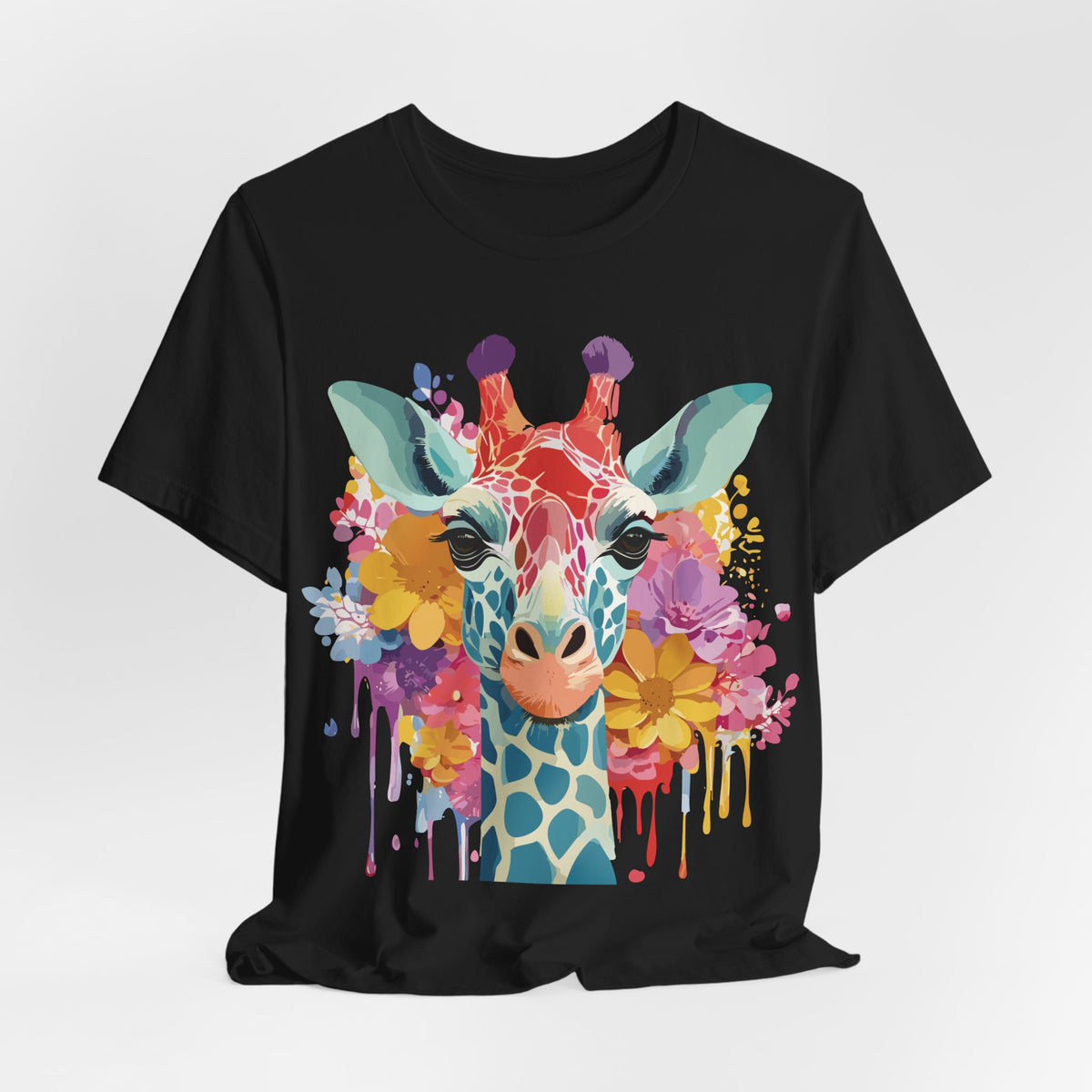 Giraffe Graphic Unisex Cotton Bella+Canvas Tee with Art Animal Design e19