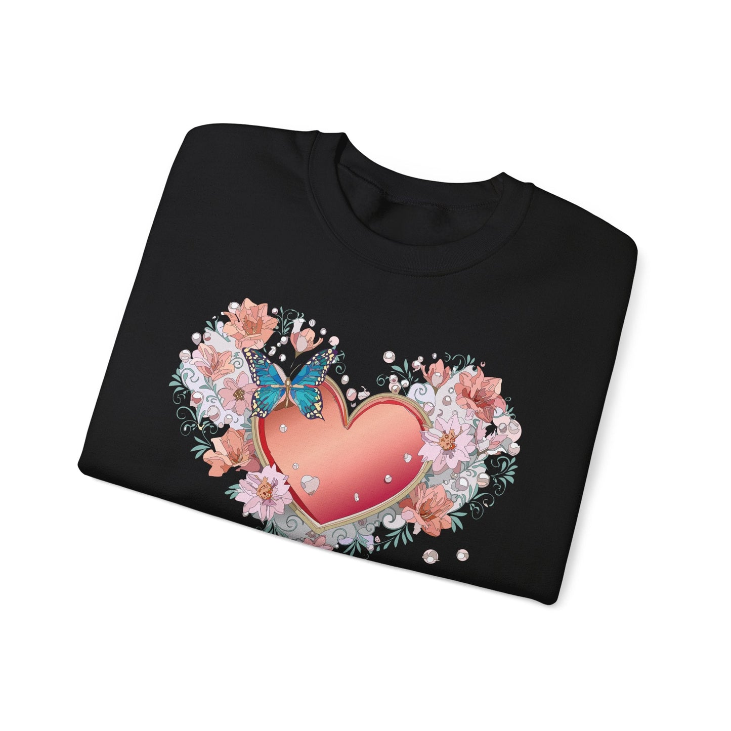 Unisex Floral Heart Sweatshirt With Love Graphic For Valentines Day Gift Cozy Winter Wear