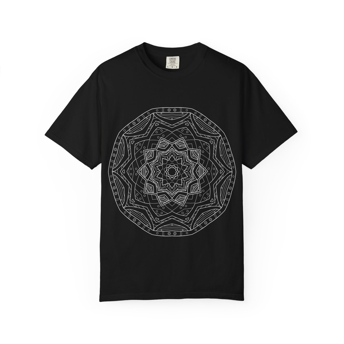 Unisex Garment Dyed Cotton T-Shirt with Mandala Graphic Design