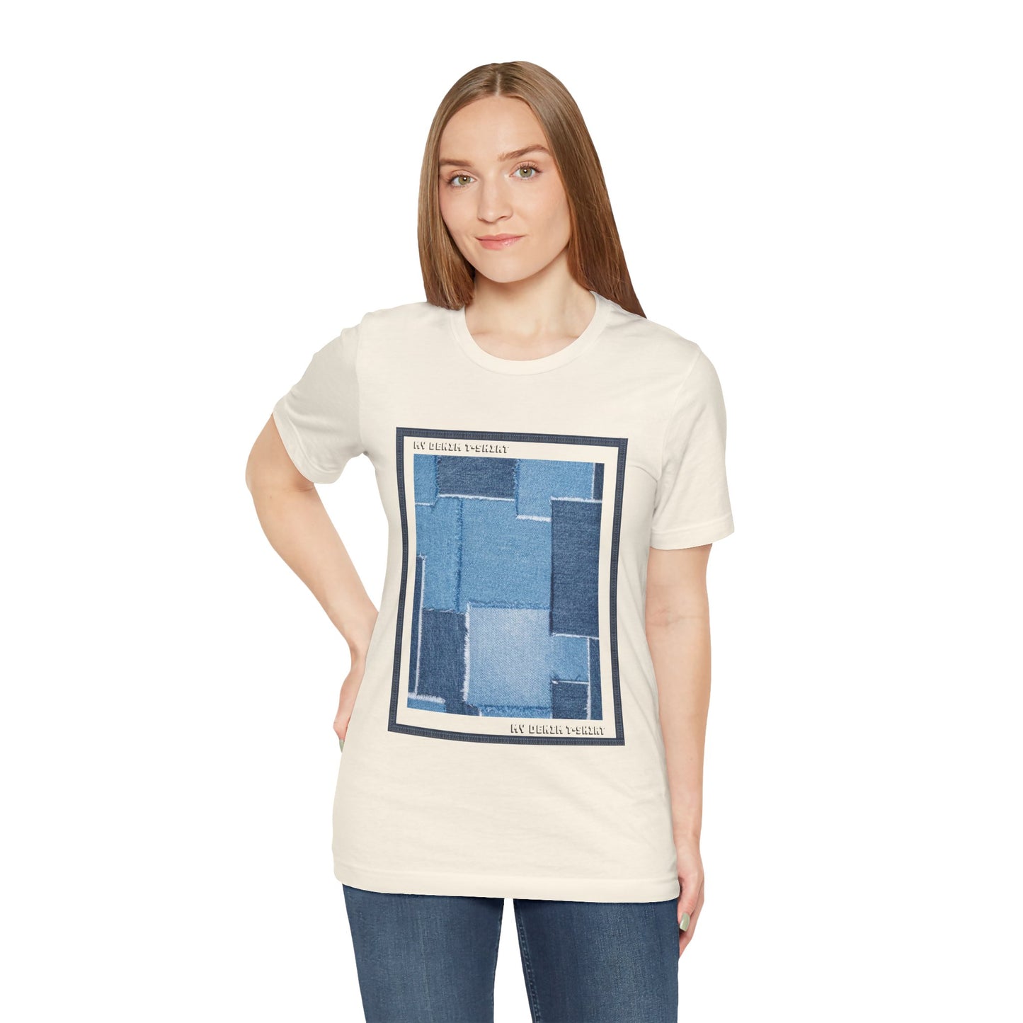 T-shirt unisexe en coton avec imprimé denim