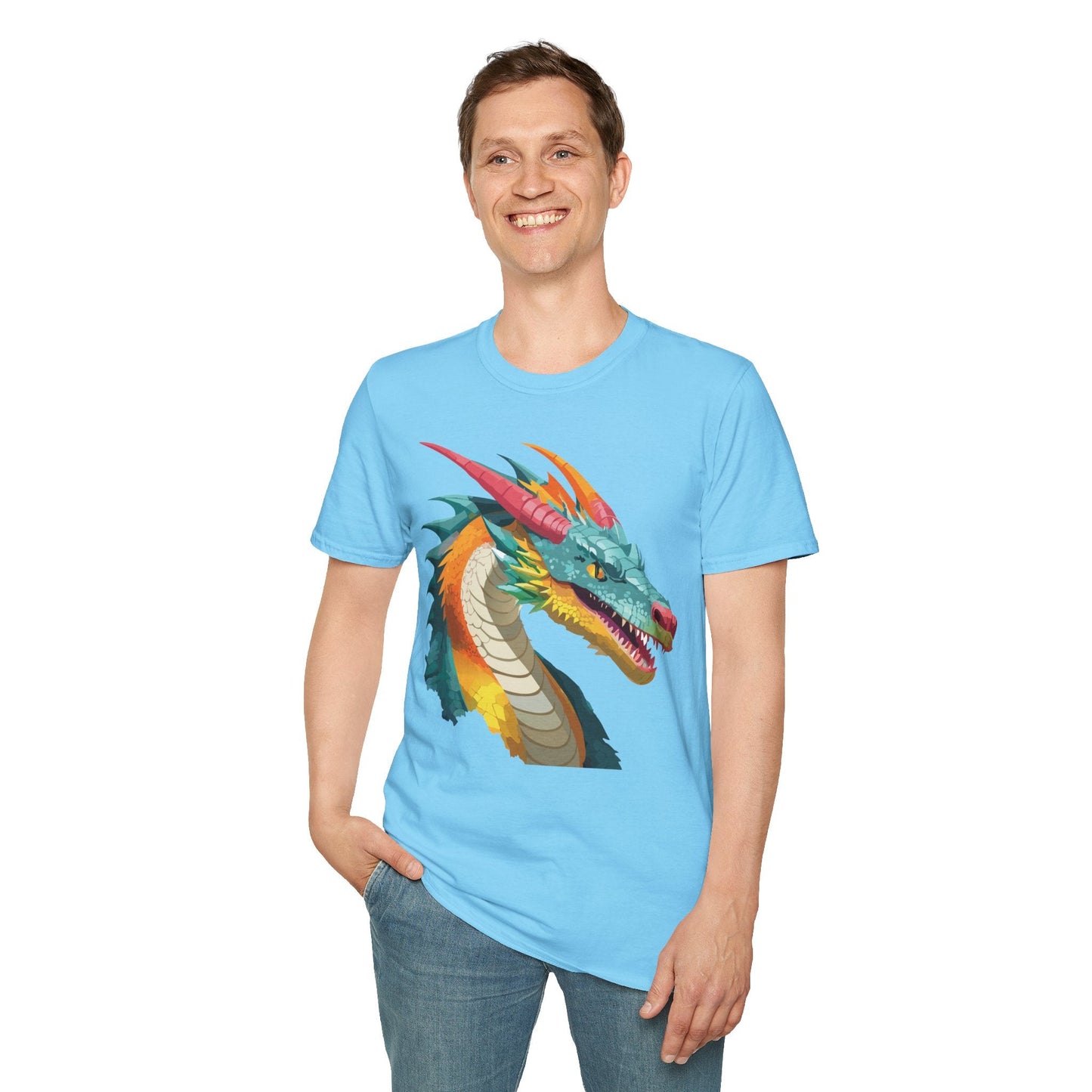 Dragon T Shirt Unisex Softstyle Art Design Tee With Animals Theme Gildan 64000 Premium Quality