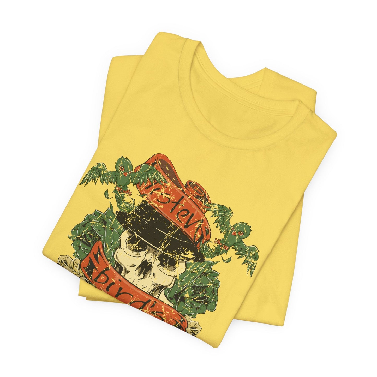 Skull Floral Tattoo Style Graphic Design Unisex Cotton T-Shirt Art-38