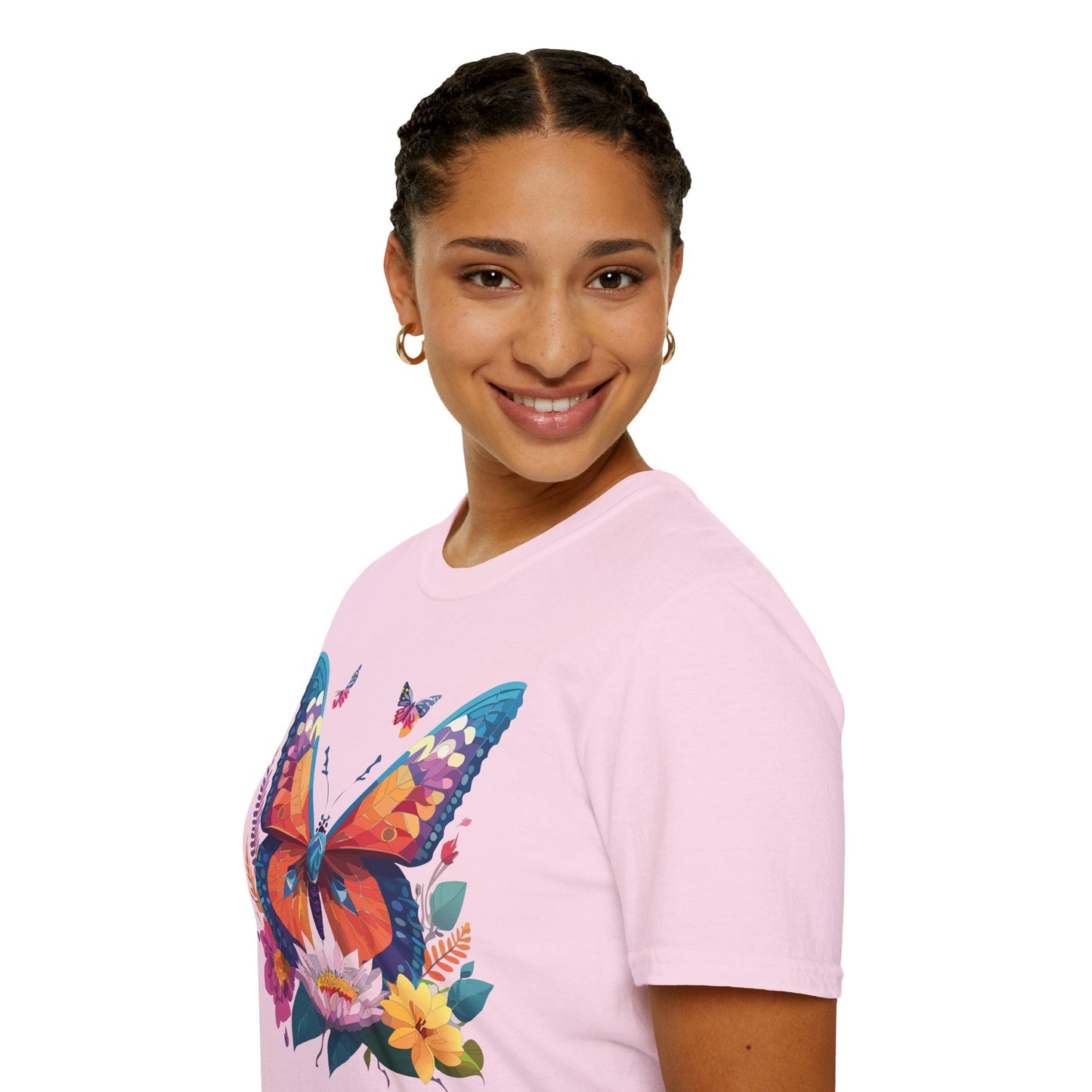 Butterfly Print Unisex T Shirt Softstyle 64000 Monarch Butterfly Themed Tee Ring Spun Cotton