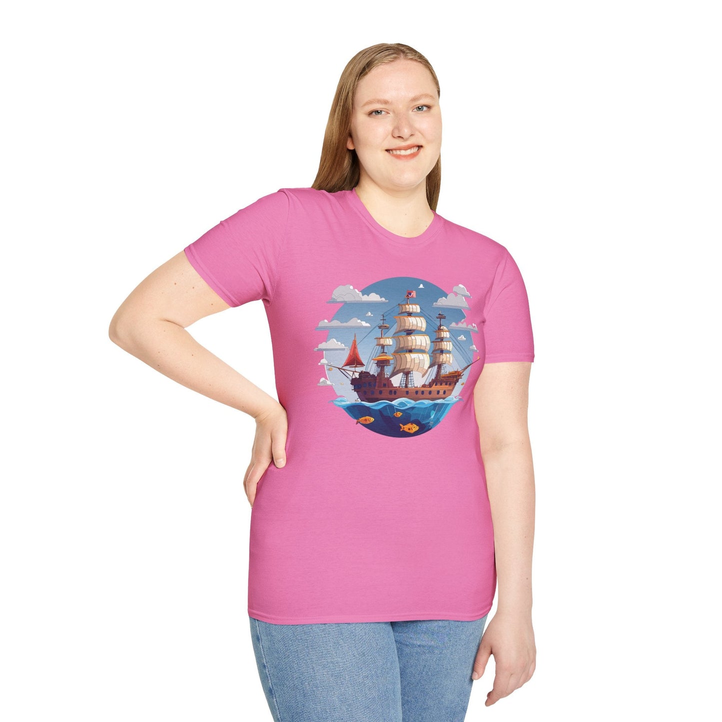 Ship T Shirts Frigate T Shirts Vessel Tee Shirt Unisex Softstyle Cotton Tee Gildan 64000