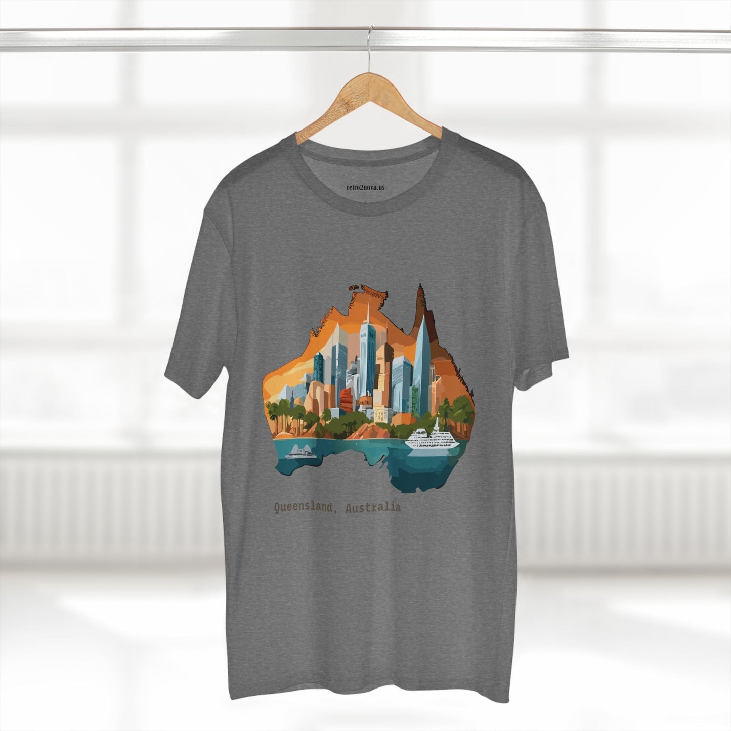 Retro2Nova Australia Travel Shirt Unisex Premium Cotton Tee With Original Art Design