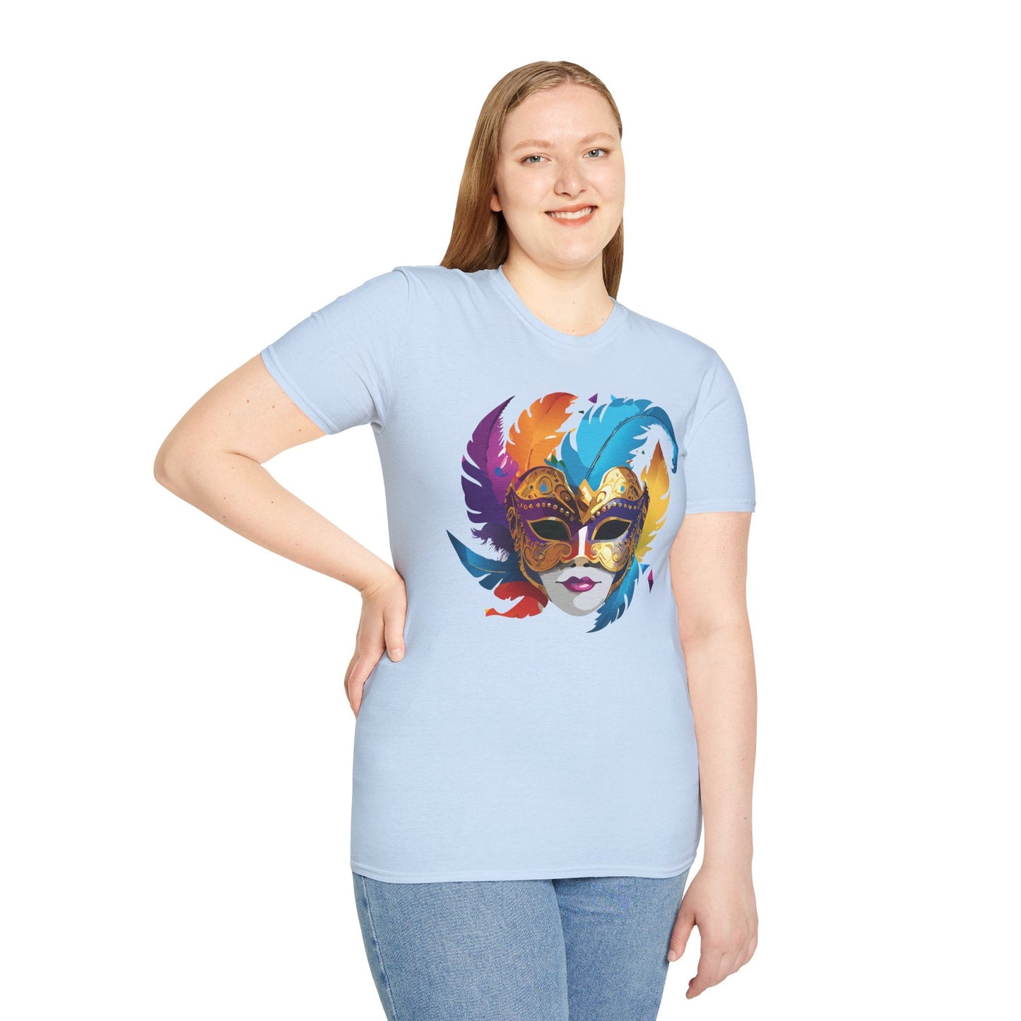 Mask Tee Shirt Unisex Short Sleeve Cotton Tee Art Design Masquerade Gildan Softstyle 64000