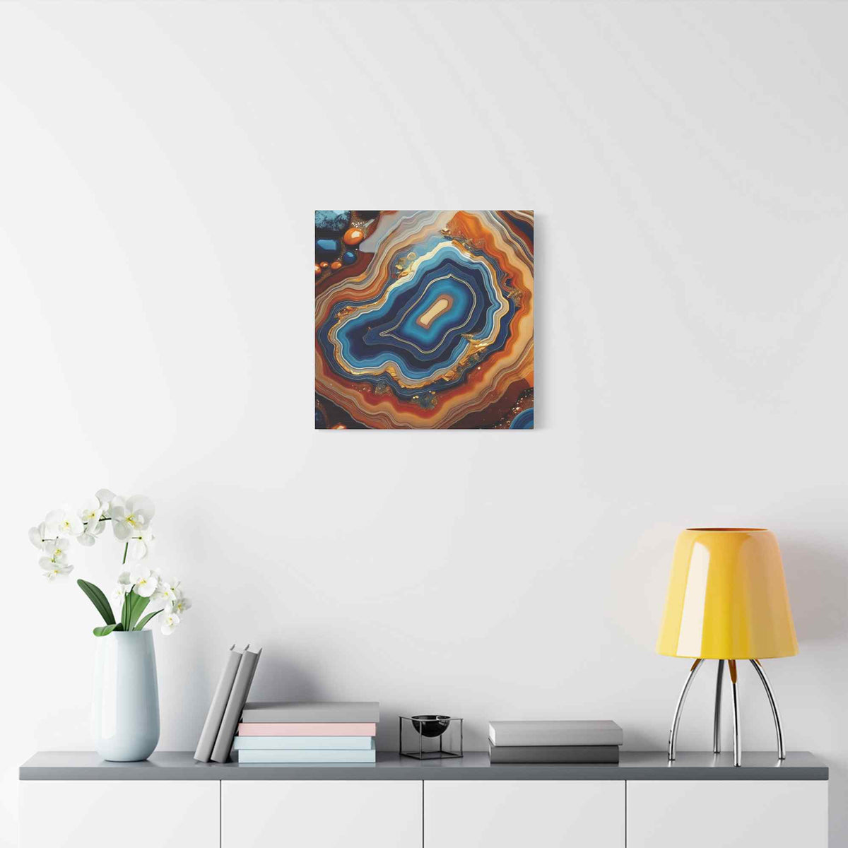 Agate Stone Graphic Print Canvas, Oil Paint Print 20x20, 24x24, 30x30, 32x32, 36x36 Canvas Pine-Wood Inner Frame MC-189