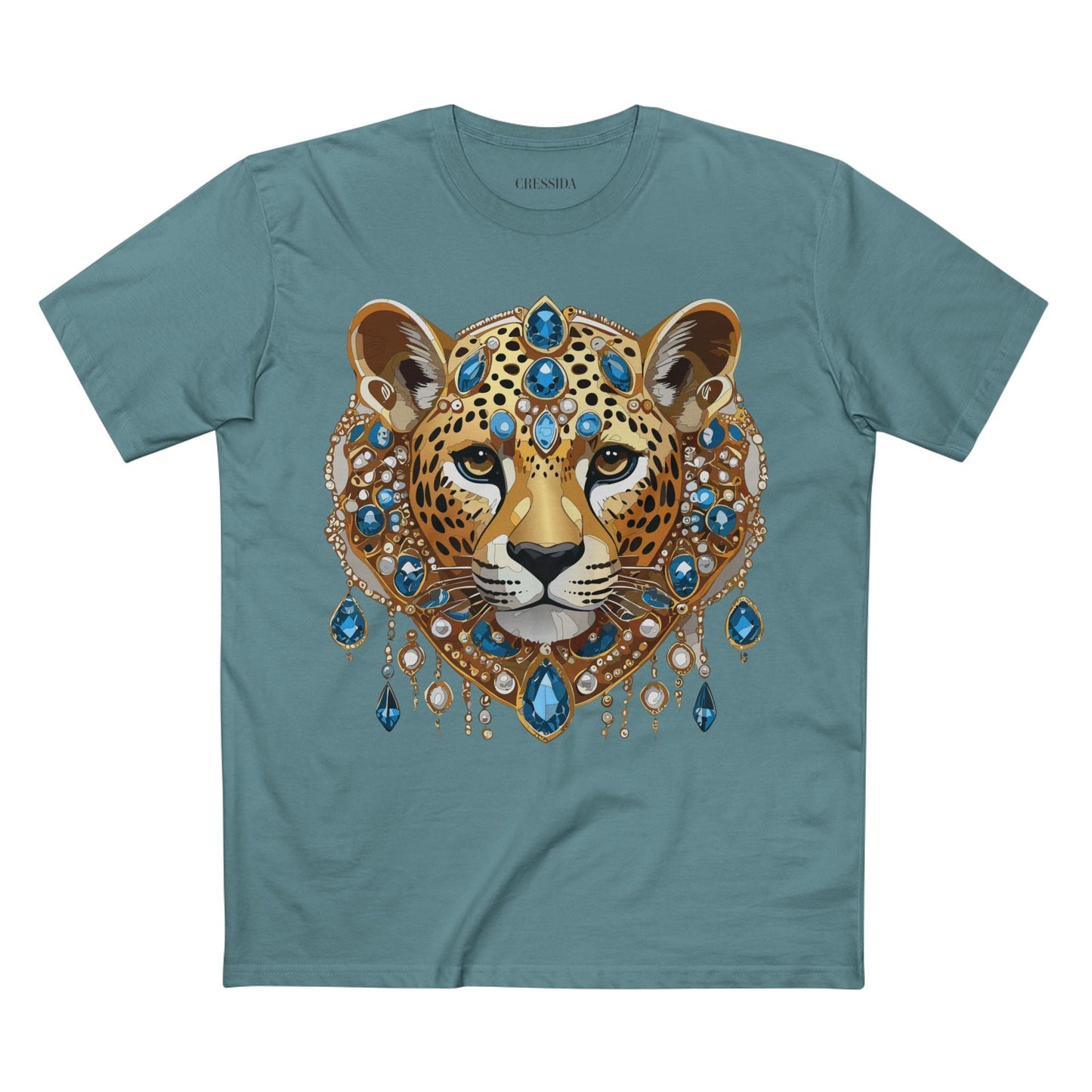 Cheetah Graphic Unisex 100 Cotton Tee With Unique Animal Golden Medallion Art Design 46