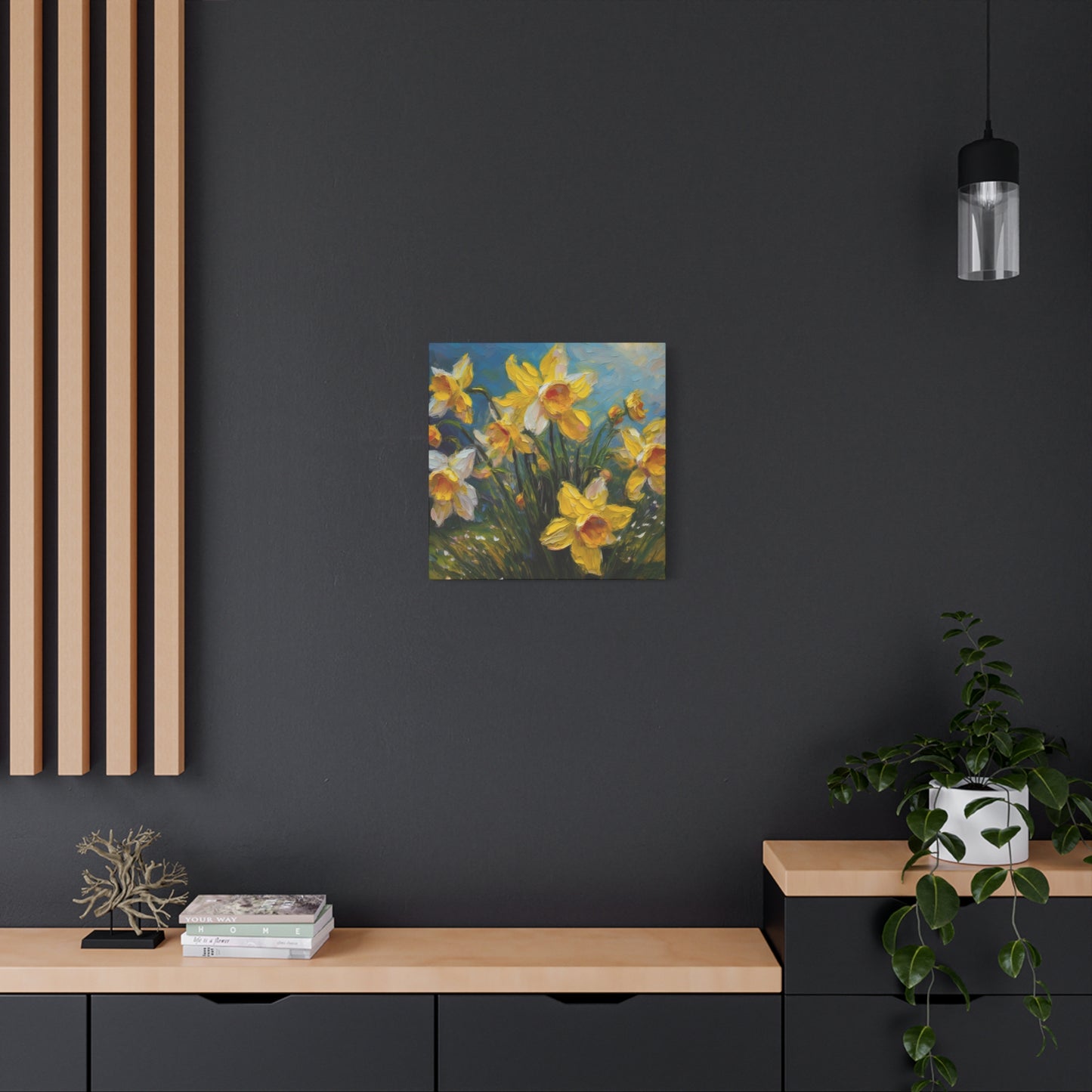 Narcissus Print Canvas, Floral Oil Paint Print 20x20, 24x24, 30x30, 32x32, 36x36 Art Design Pine-Wood Inner Frame MC-174