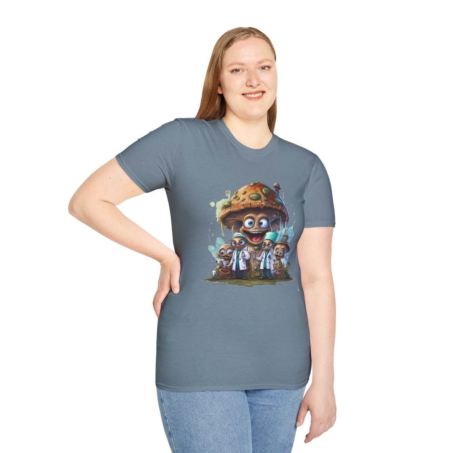 Funny Mashroom Graphic Unisex Softstyle Cotton With Cartoon Illustration Design 10