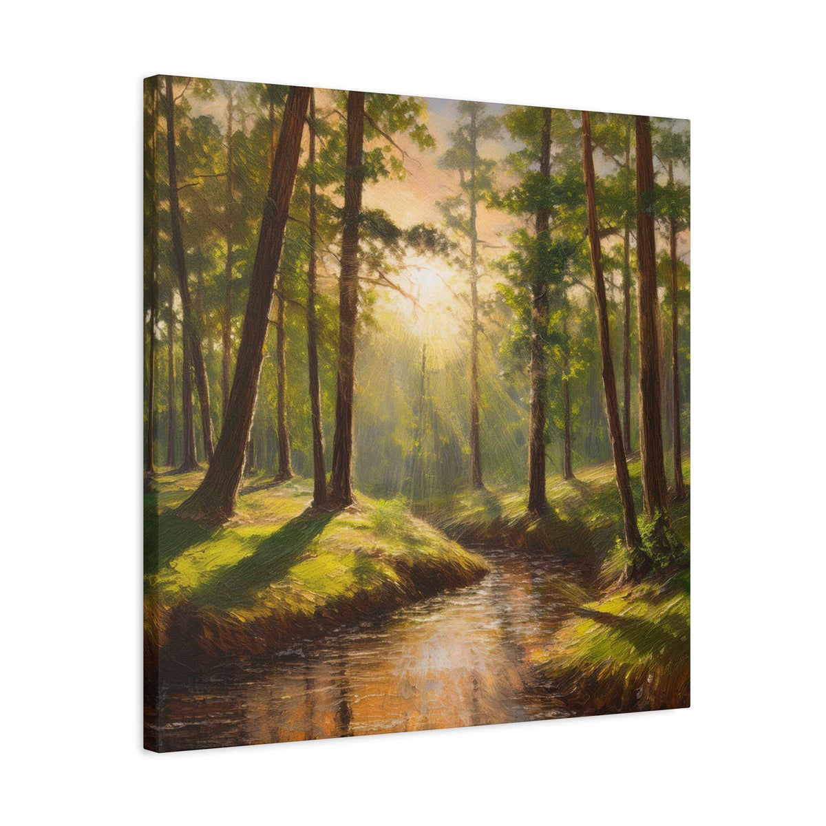 Forest Print Canvas, Trees Oil Paint Print 20x20, 24x24, 30x30, 32x32, 36x36 Art Design Print Pine-Wood Inner Frame MC-73