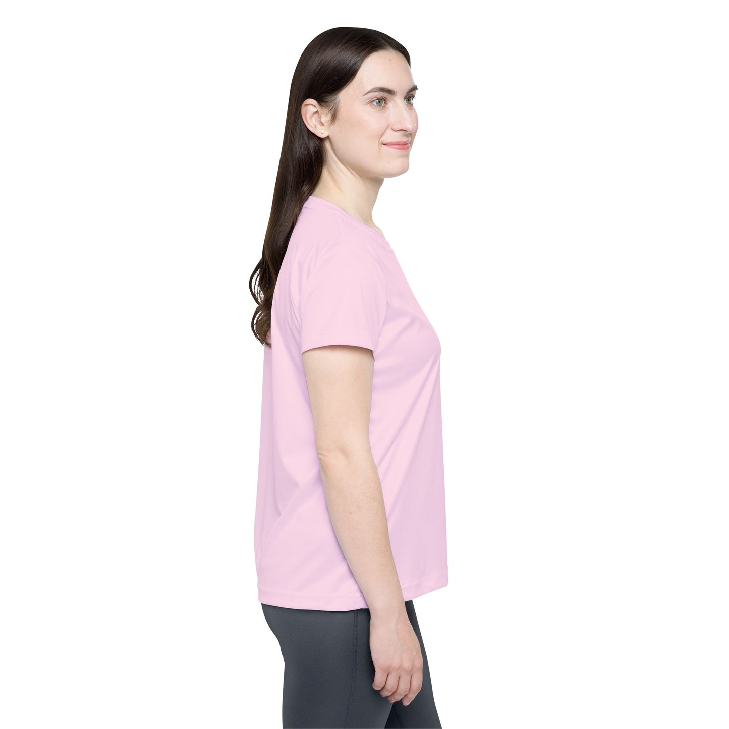 Petal Frost Pink Women's Sports Jersey Short Sleeves 100% Poly Solid Ligh Pink Color Print Athletic Tee