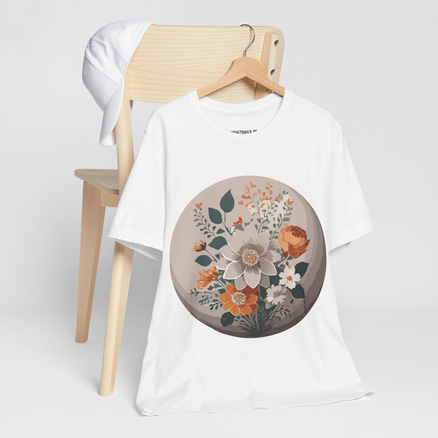 Retro2Nova Floral Shirt Unisex Short Sleeve Tee Lightweight Breathable Cotton Blend Jersey