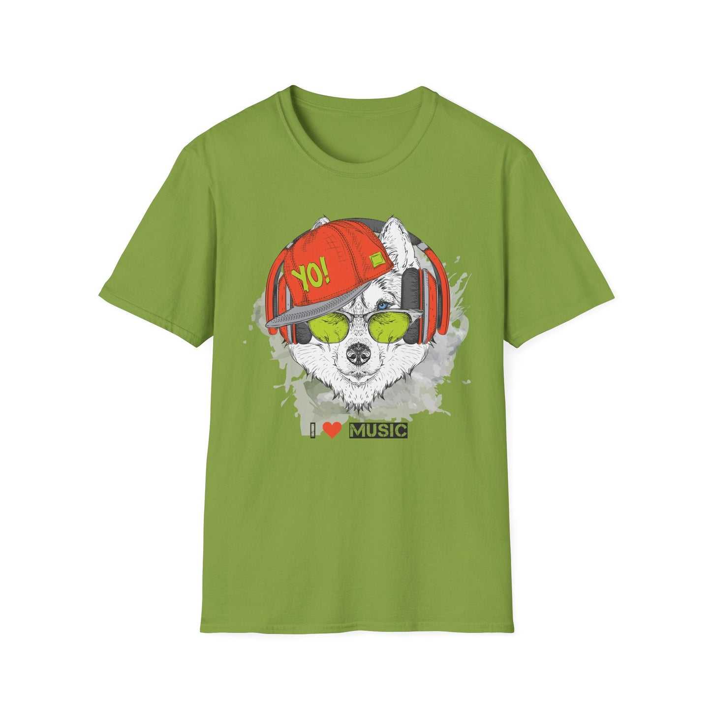 Unisex Music Animals Short Sleeve T Shirt With Headphones For Music Lovers Gildan 64000