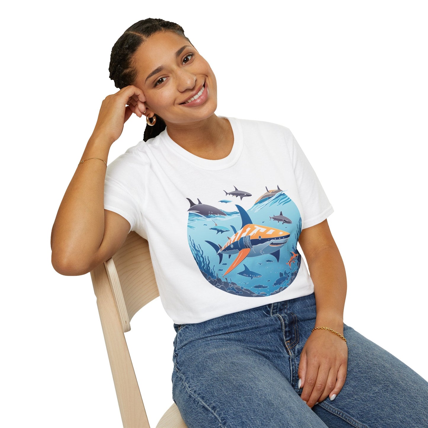 Ocean Tee Shirt Unisex Softstyle Gildan 64000 100 Percent Ring Spun Cotton Breathable U Boat Design
