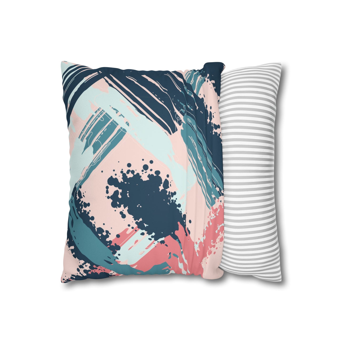 Faux Suede Pillowcase with Abstract print