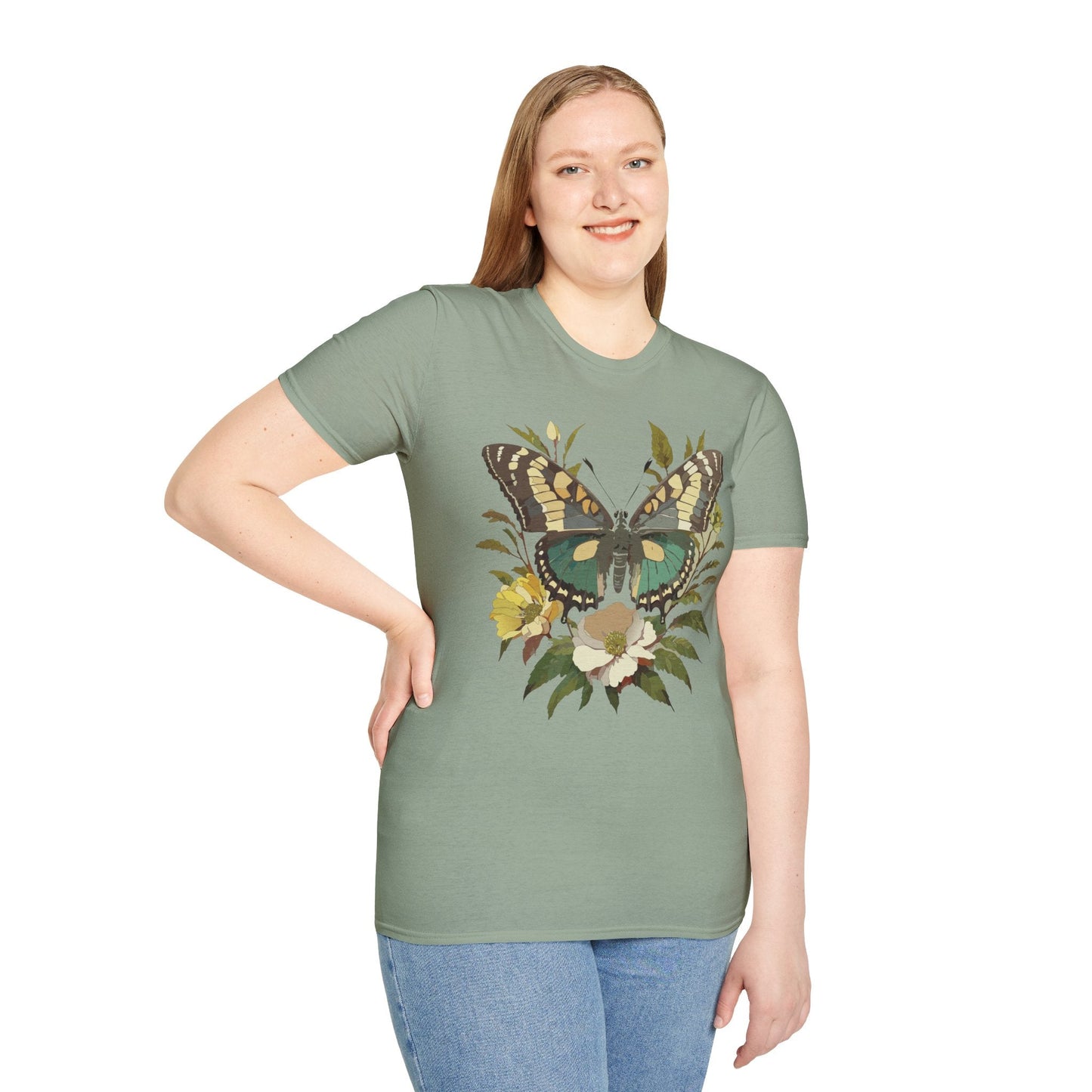 Butterfly Shirt Unisex Monarch Butterfly Tee Gildan Softstyle 64000 100 Percent Ring Spun Cotton