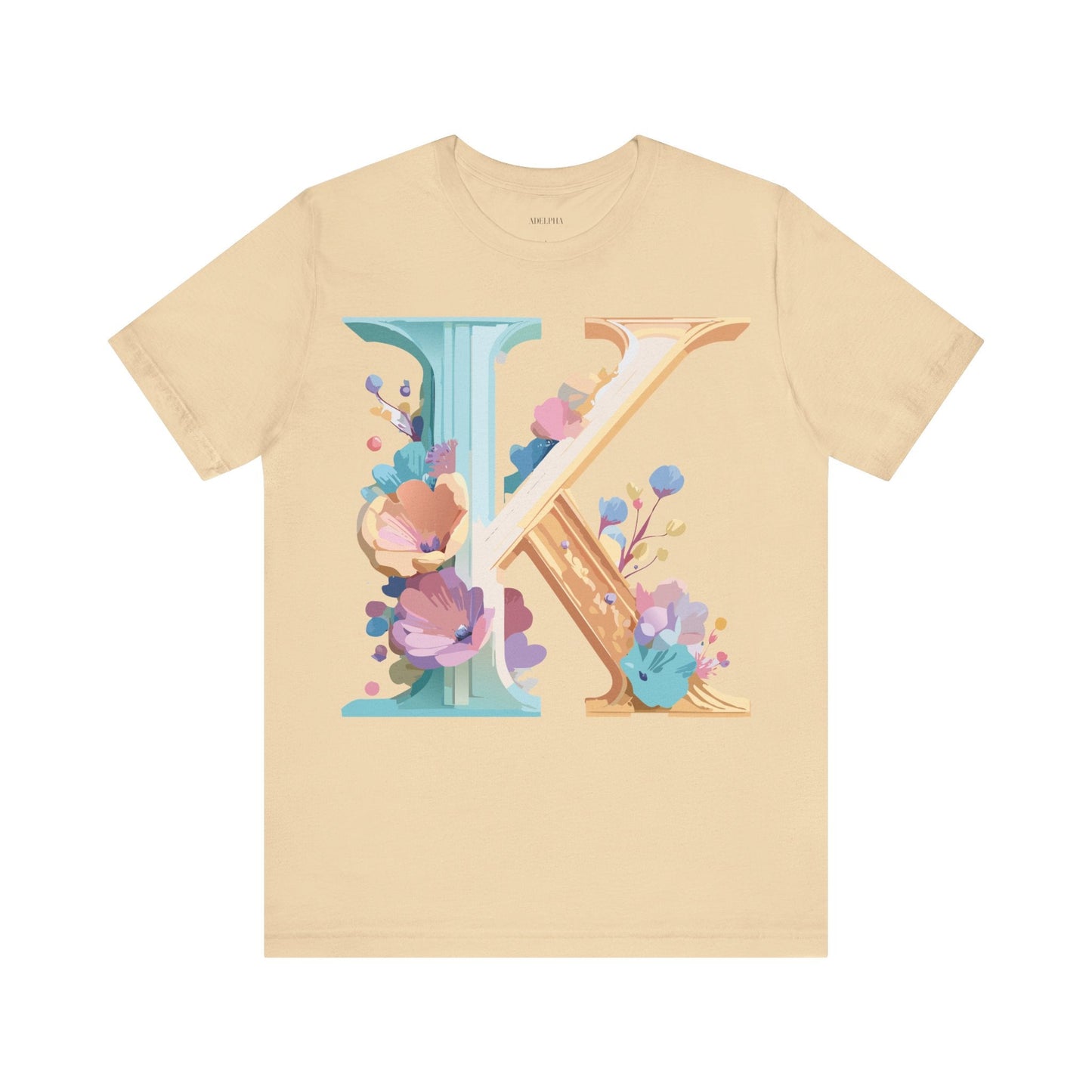Letter K Graphic Tee Unisex Shirt By Adelpha Vintage Art Design Short Sleeve Collection