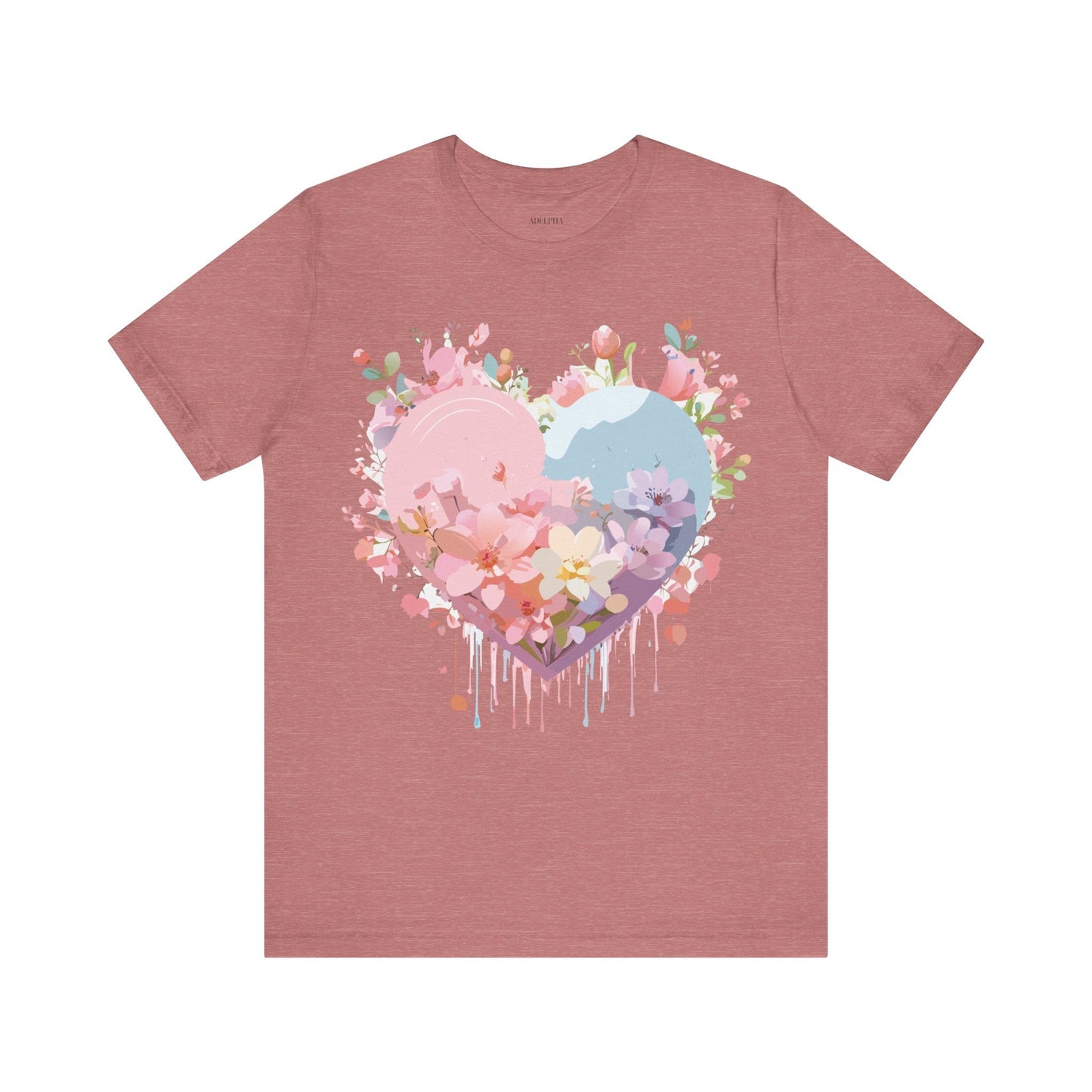 Valentine Day Graphic Unisex 100 Cotton Vintage Artwork with Love and Flower Design Tee 31