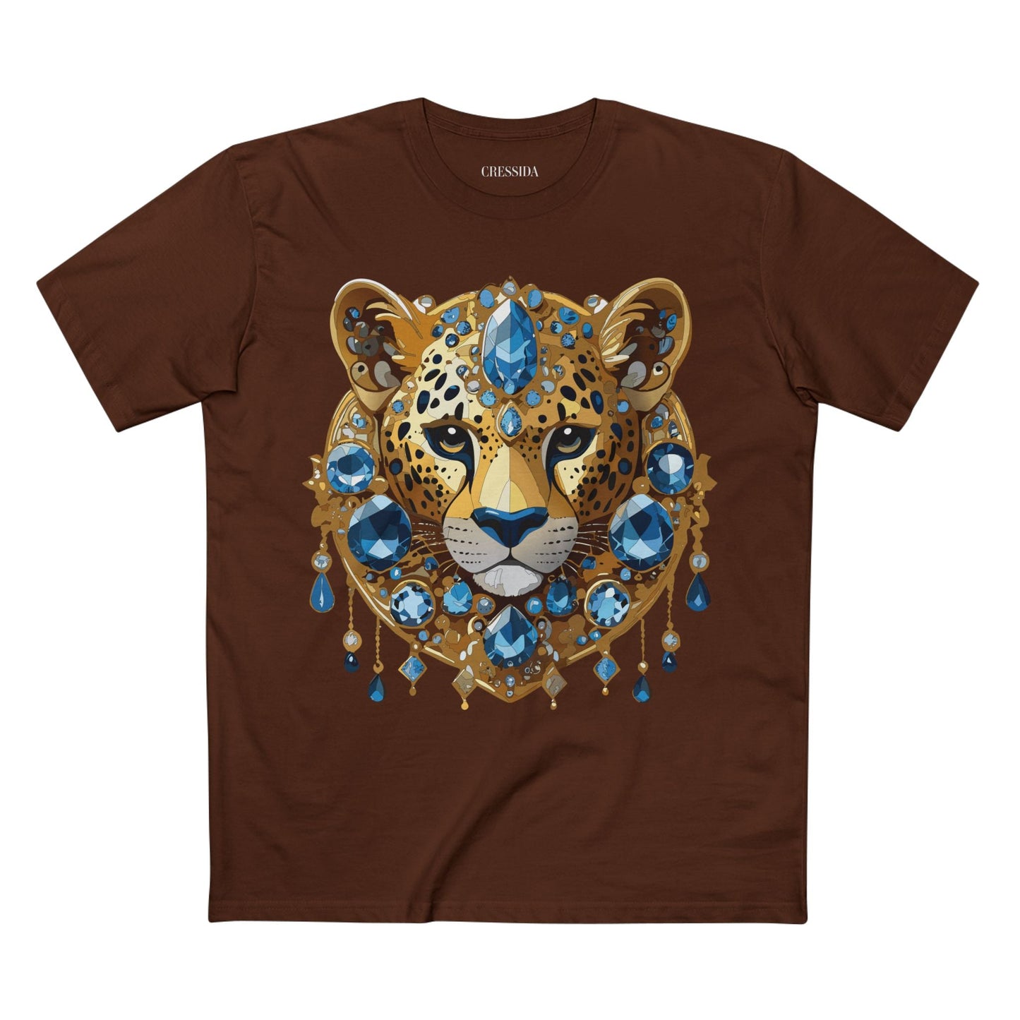 Cheetah Graphic Unisex 100 Cotton Tee With Unique Animal Golden Medallion Art Design 49
