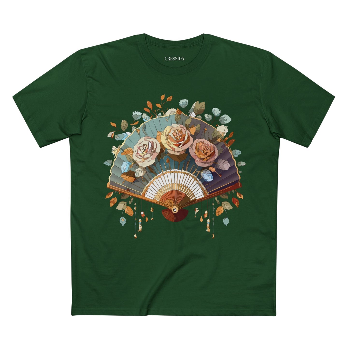 Antique Fan Graphic Design T-Shirt Unisex 100 Cotton Floral Carnival Artwork Tee 5