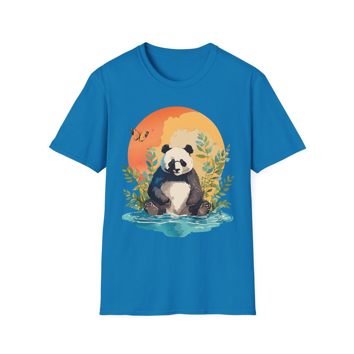 Panda Sunset Illustration T-Shirt | Cute Panda Nature Tee