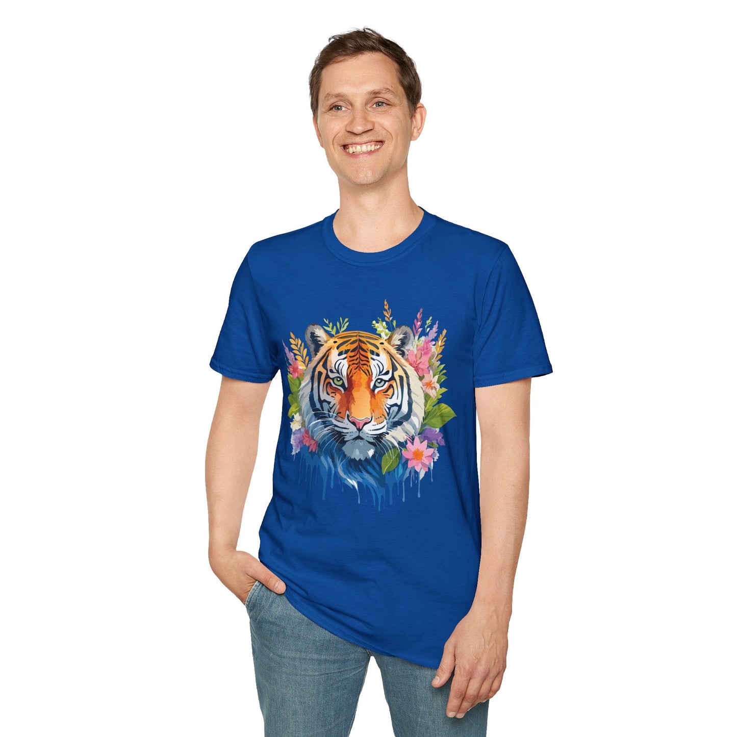 Tiger Print Unisex Gildan Softstyle Tee 64000 100 Percent Ring Spun Cotton