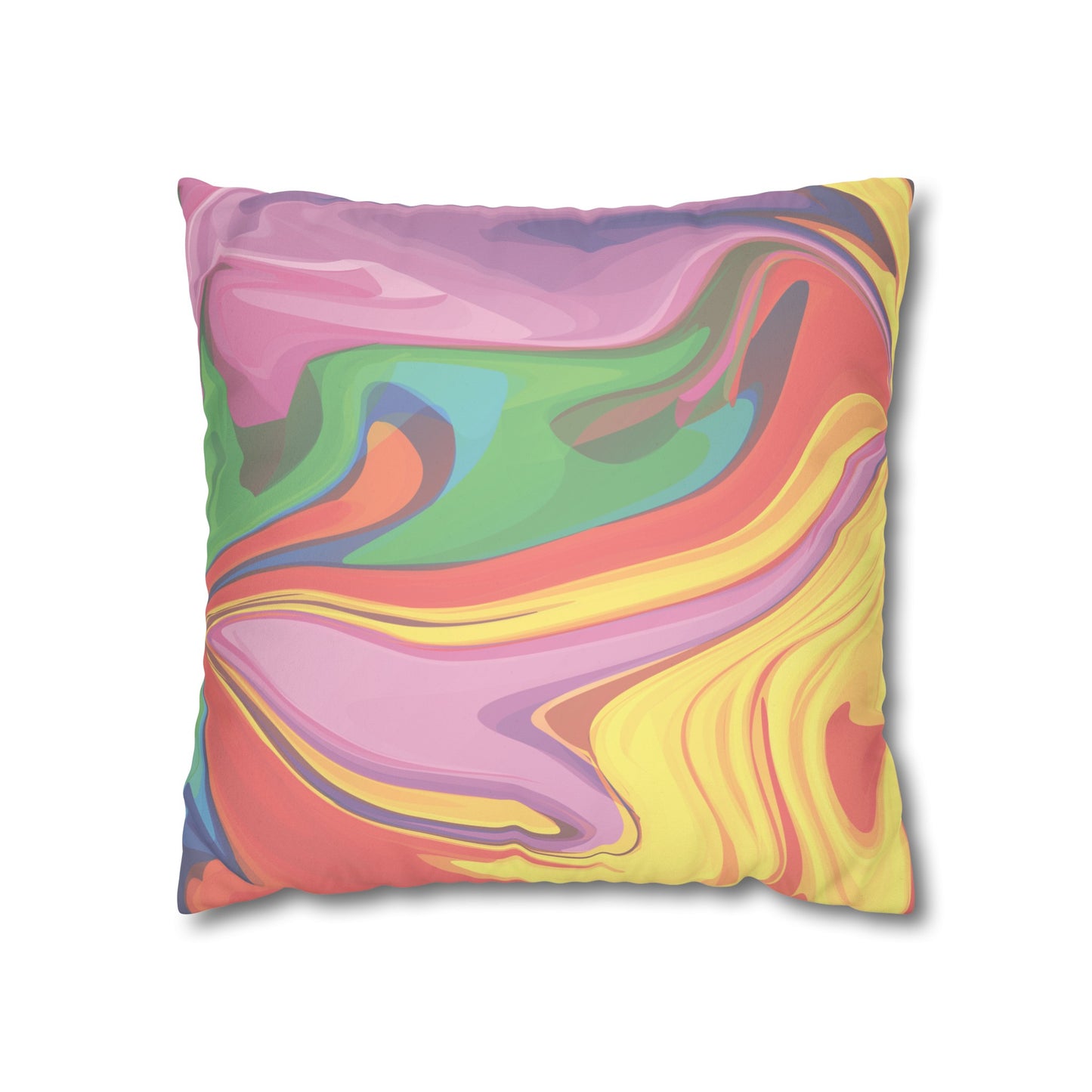 Faux Suede Pillowcase with Abstract print