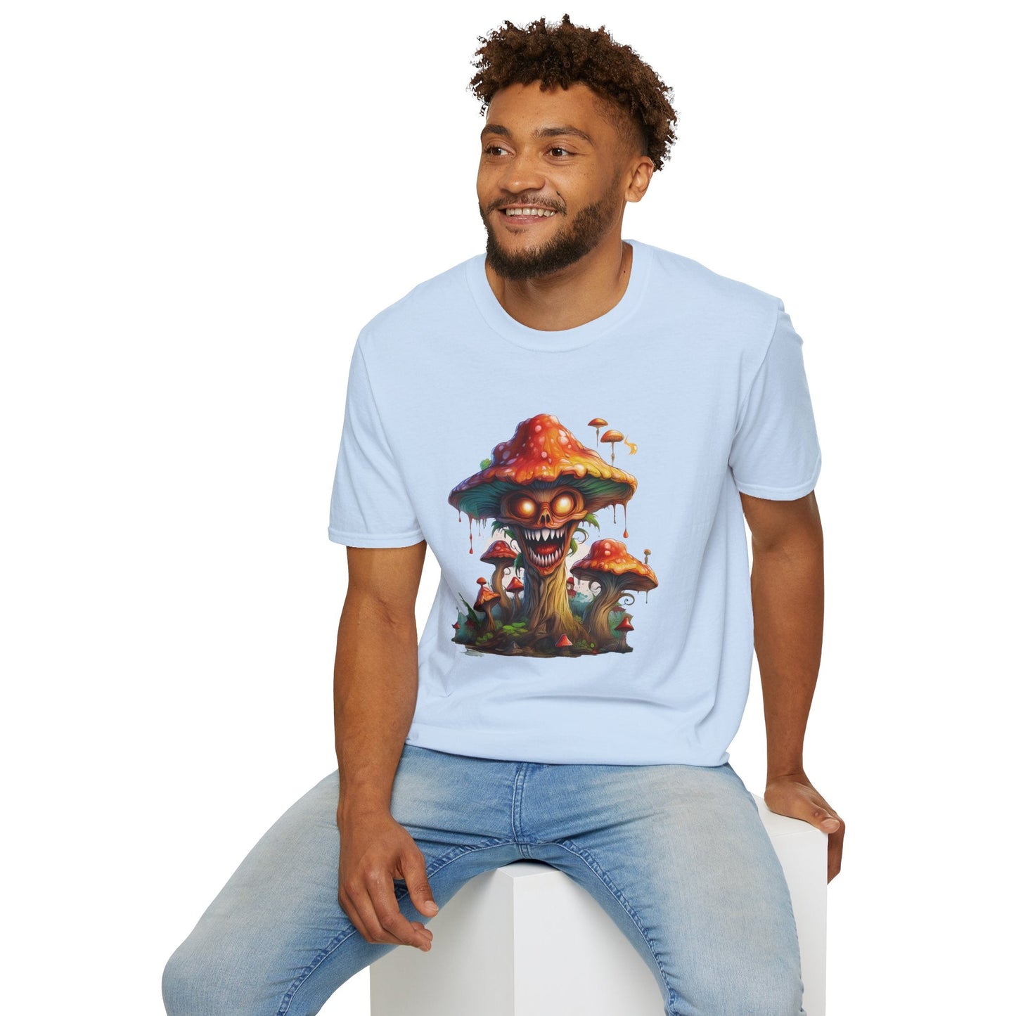 Mashroom Tee Shirt Unisex Softstyle 64000 100% Ring Spun Cotton with Funny Mushroom Artwork