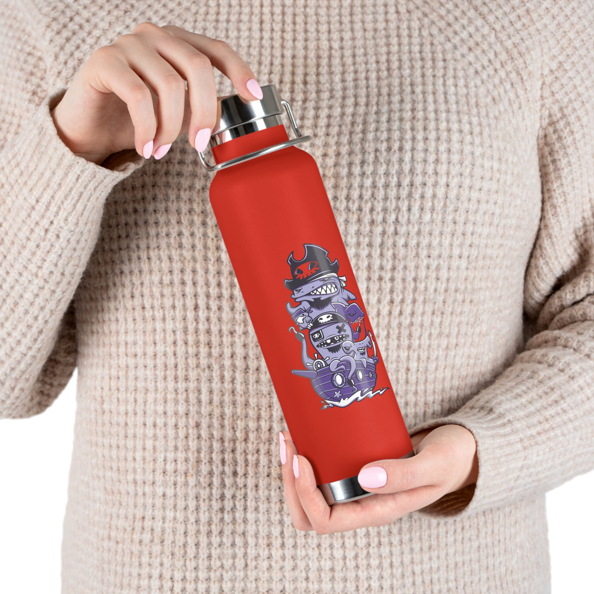 22oz Copper Insulated Water Bottle with Cartoon Design - CV79