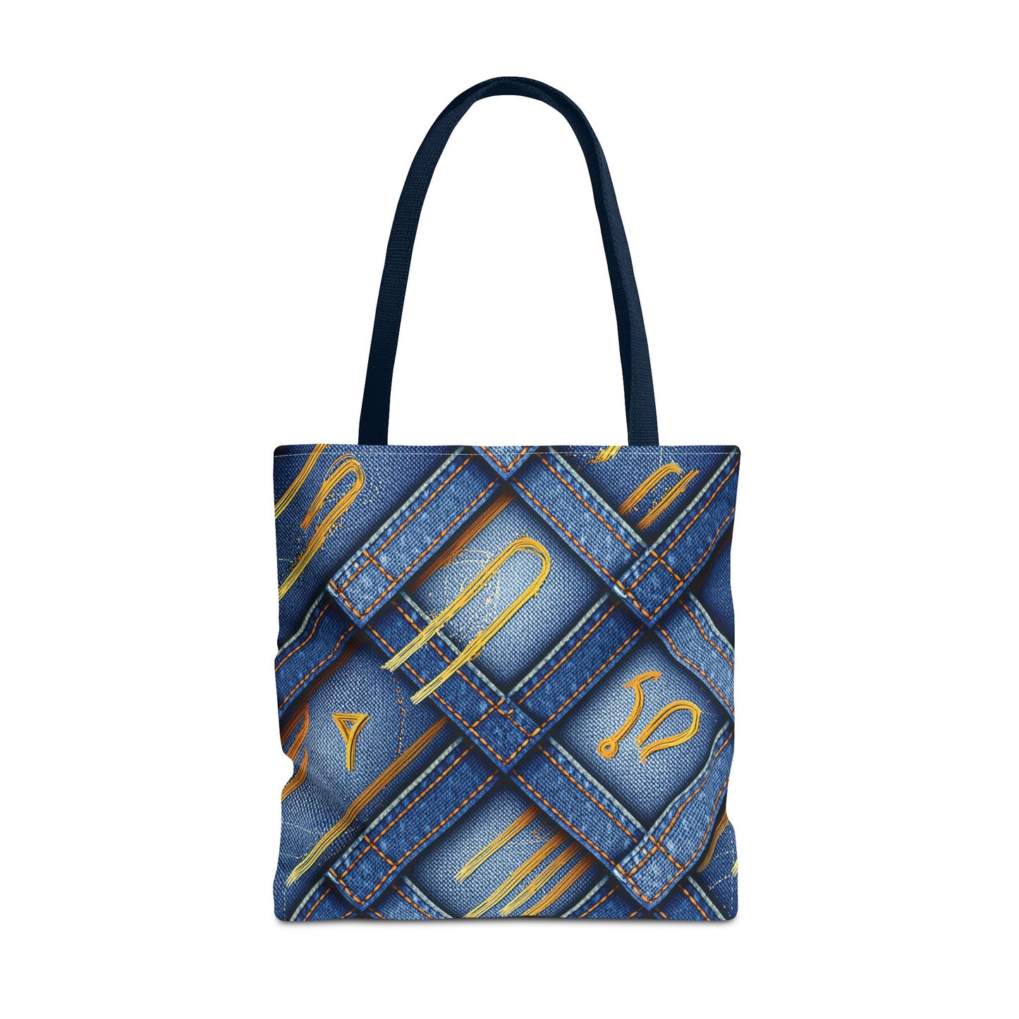 Denim Fabric Imitation Print Unisex Canvas Bag Poly Spun 3 Sizes Tote Bag 184-3