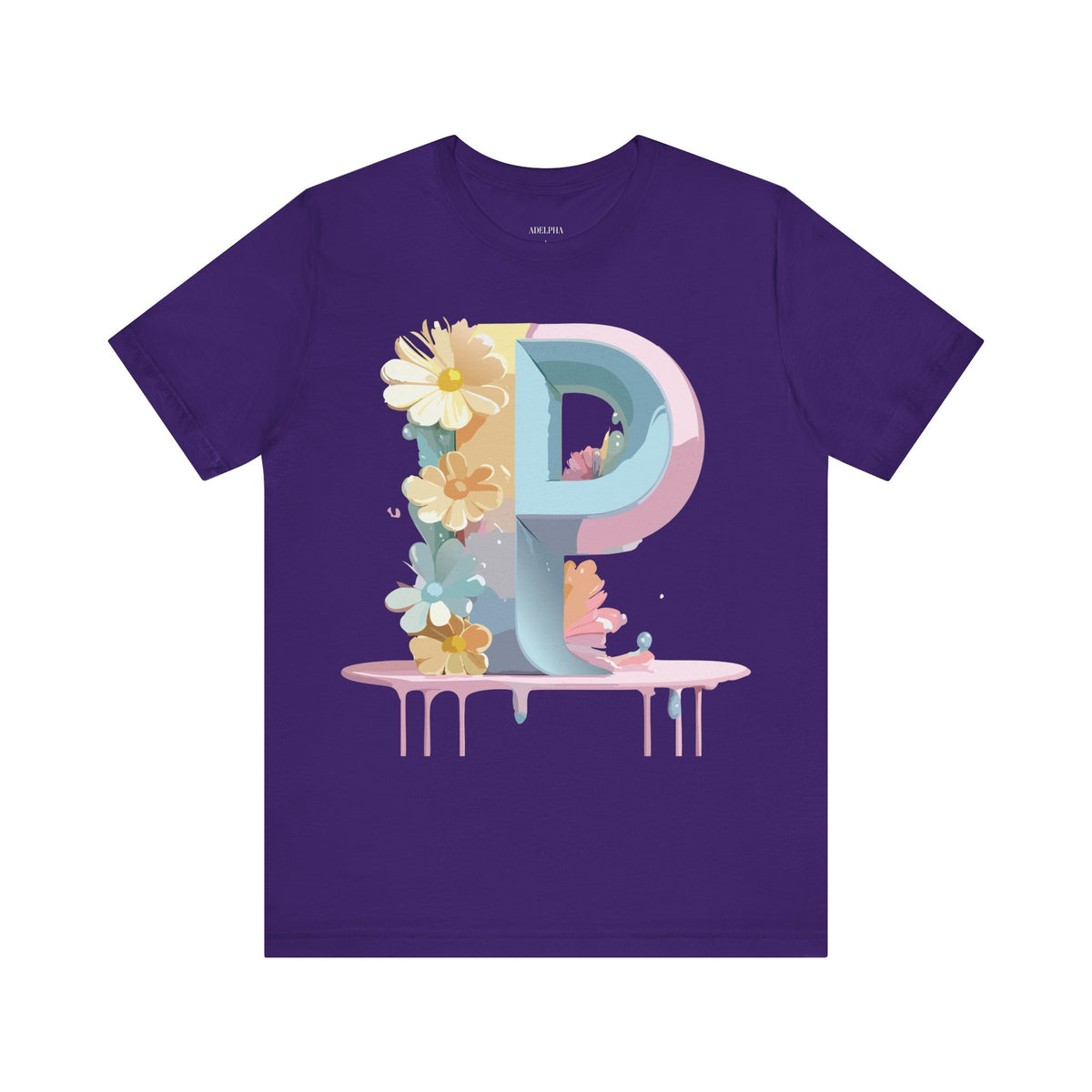 Letter P Graphic Unisex Cotton Bella+Canvas Tee with Art Letter Design