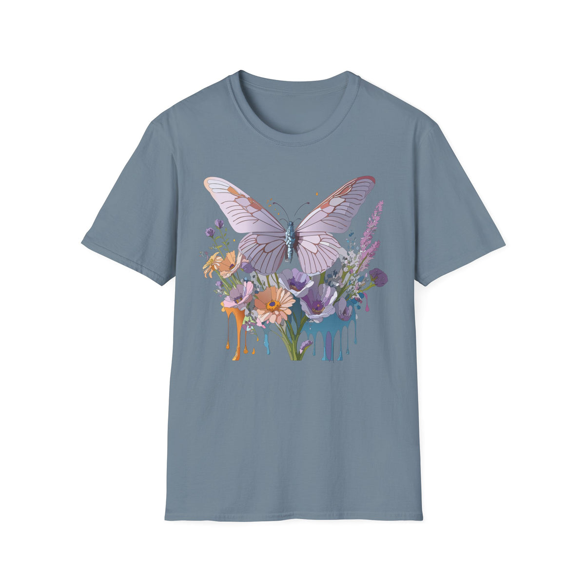 Butterfly Floral T‑Shirt — Pastel Garden Wings Graphic Tee Unisex 100 Cotton Gildan T-Shirt
