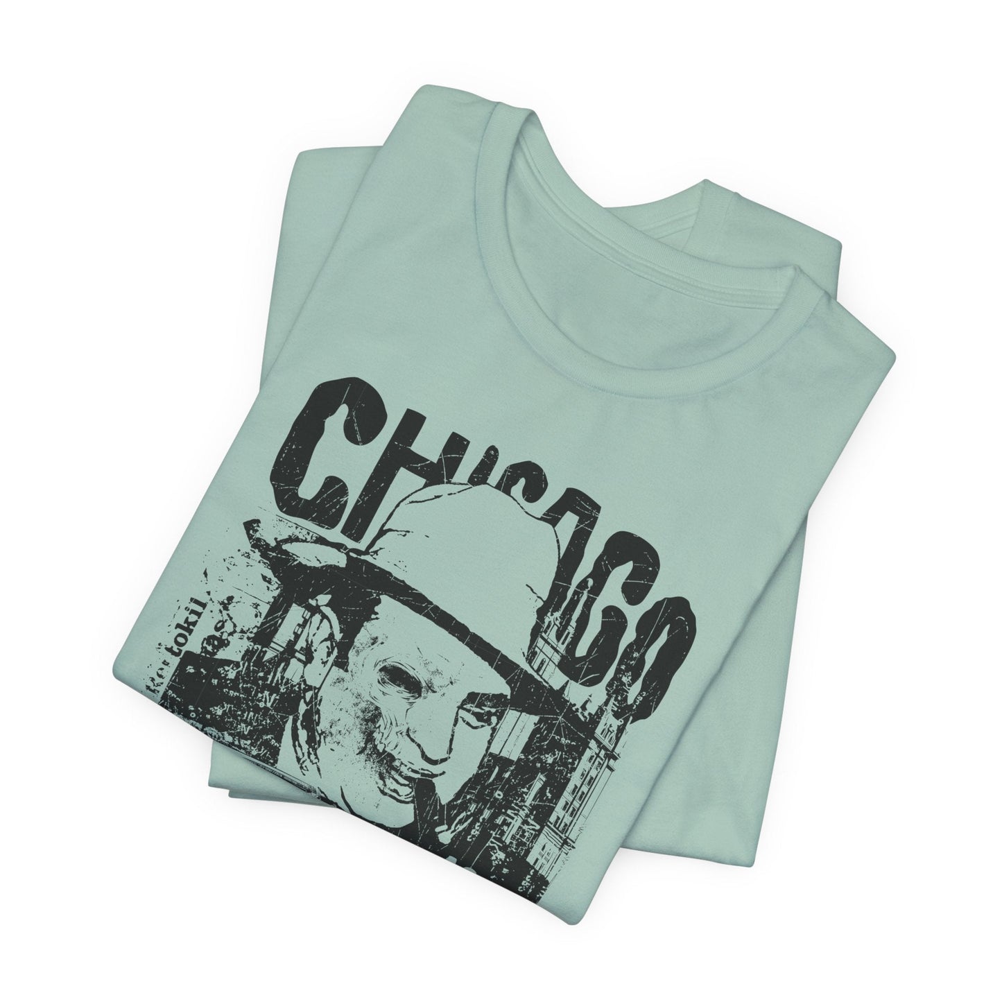 Chicago Retro Mobster Illustration Tee Vintage Car Cityscape Art Design T-Shirt A-8