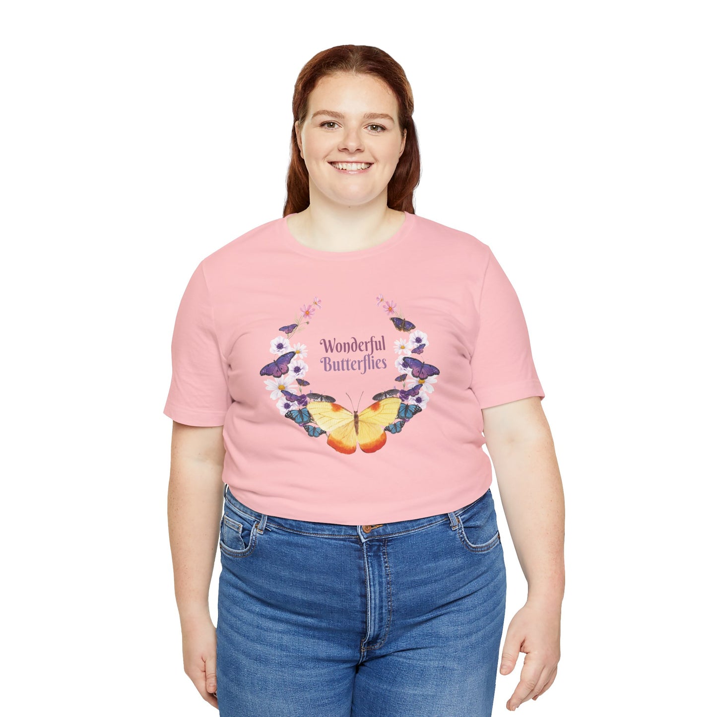 Cotton Tee Shirt with Butterfly Prints