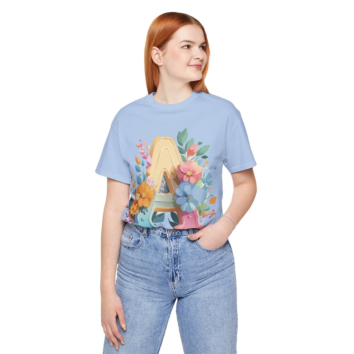 Letter A Shirt Graphic Tee Unisex Short Sleeve by Adelpha Vintage Inspired Art Tee